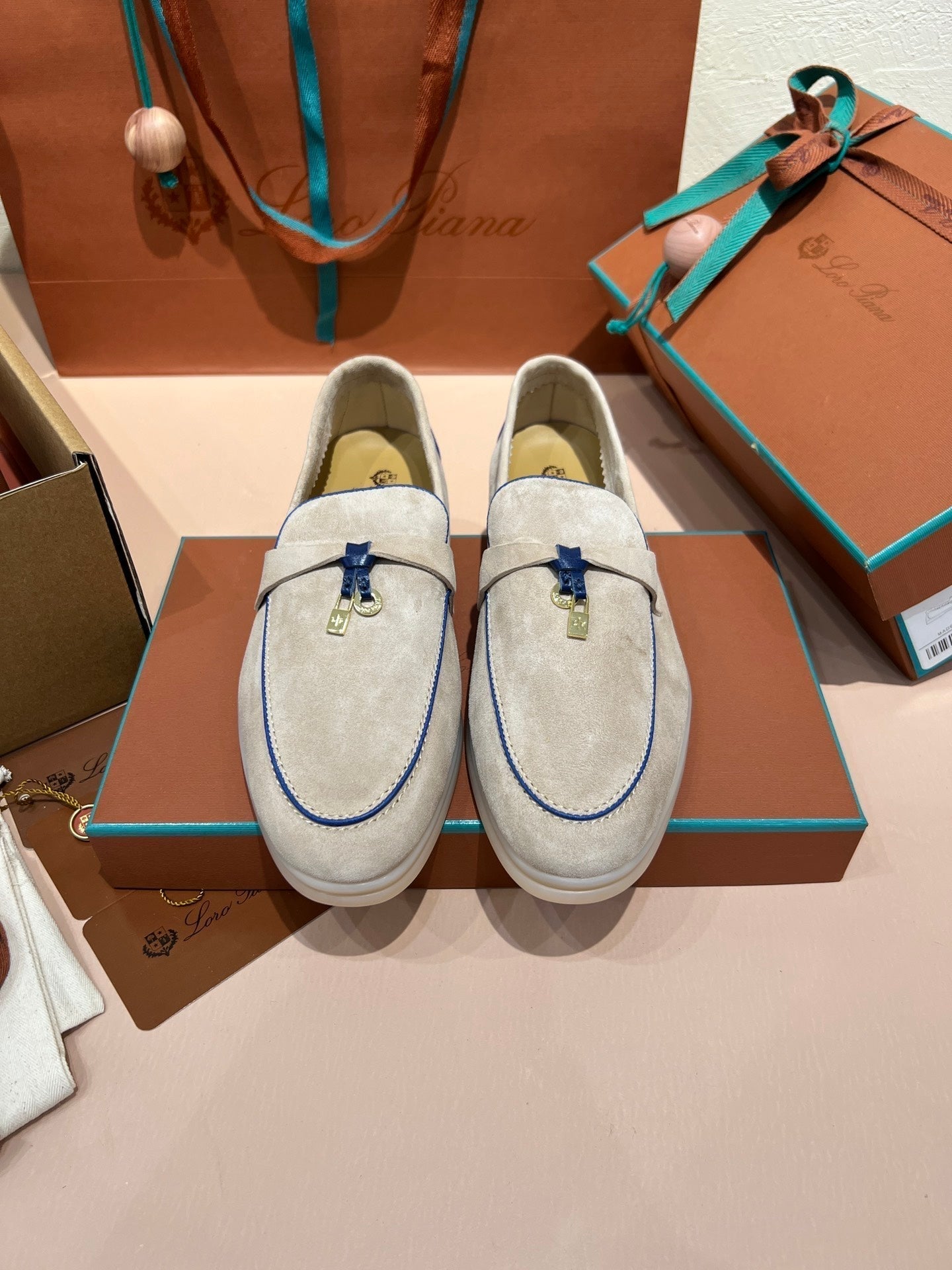 lp summer charm walk loafer  grey blue suede