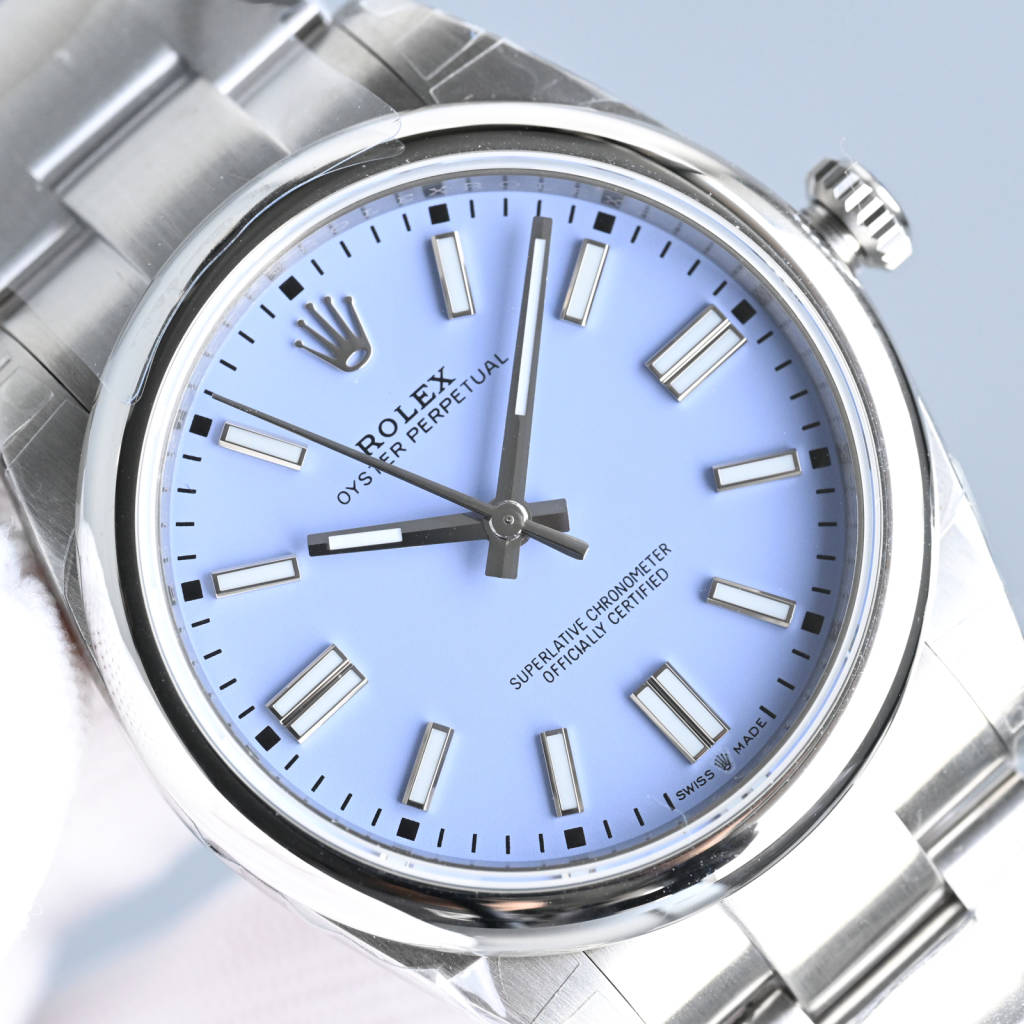 Rolex Perpetual 41mm Silver Light Blue