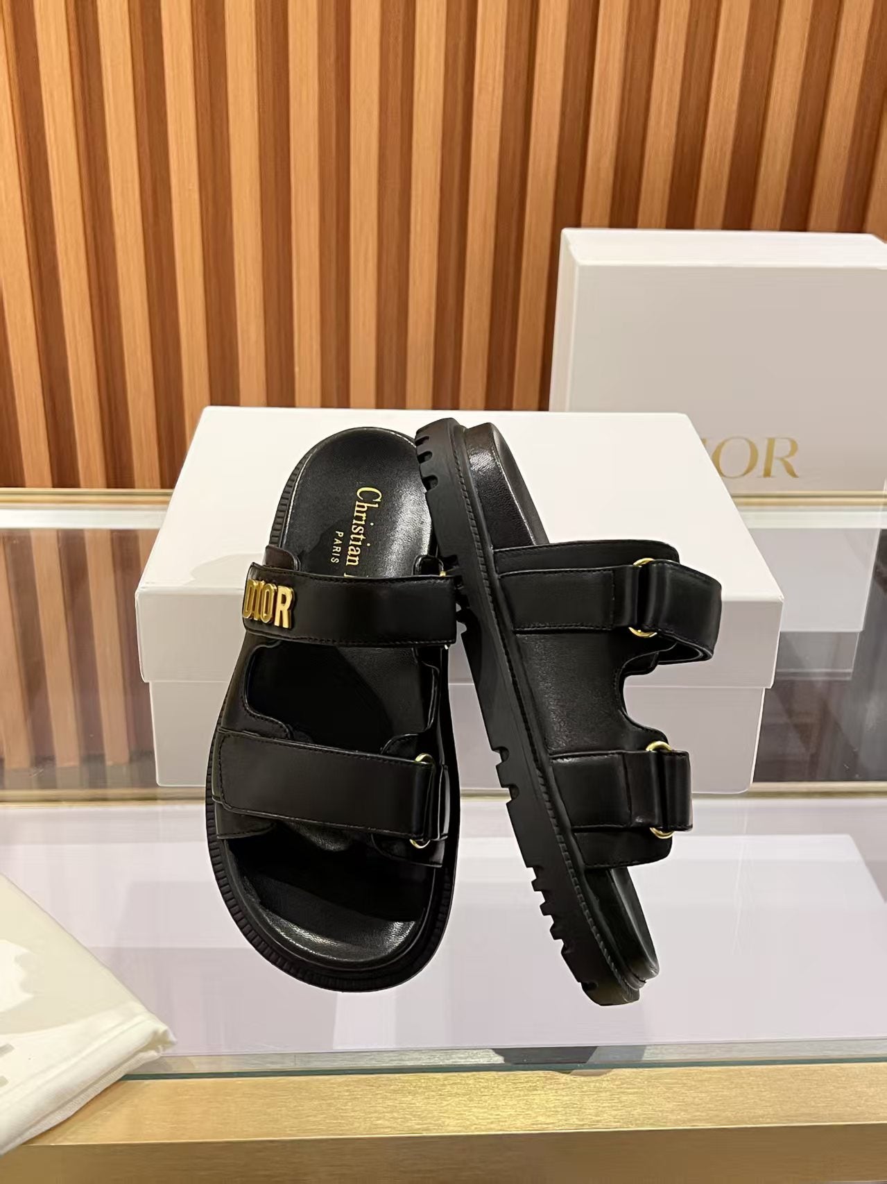 CD Dioract Slide Lambskin and Canvas 242450