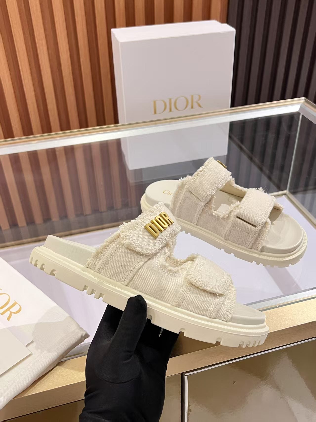 CD Dioract Slide Lambskin and Canvas 242450