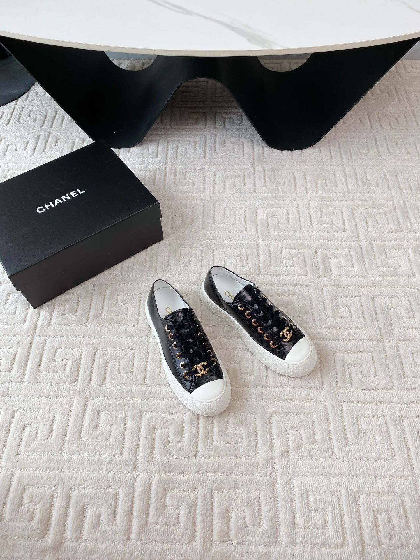 CC Low Sneaker 35mm Black Wrinkled Cowhide