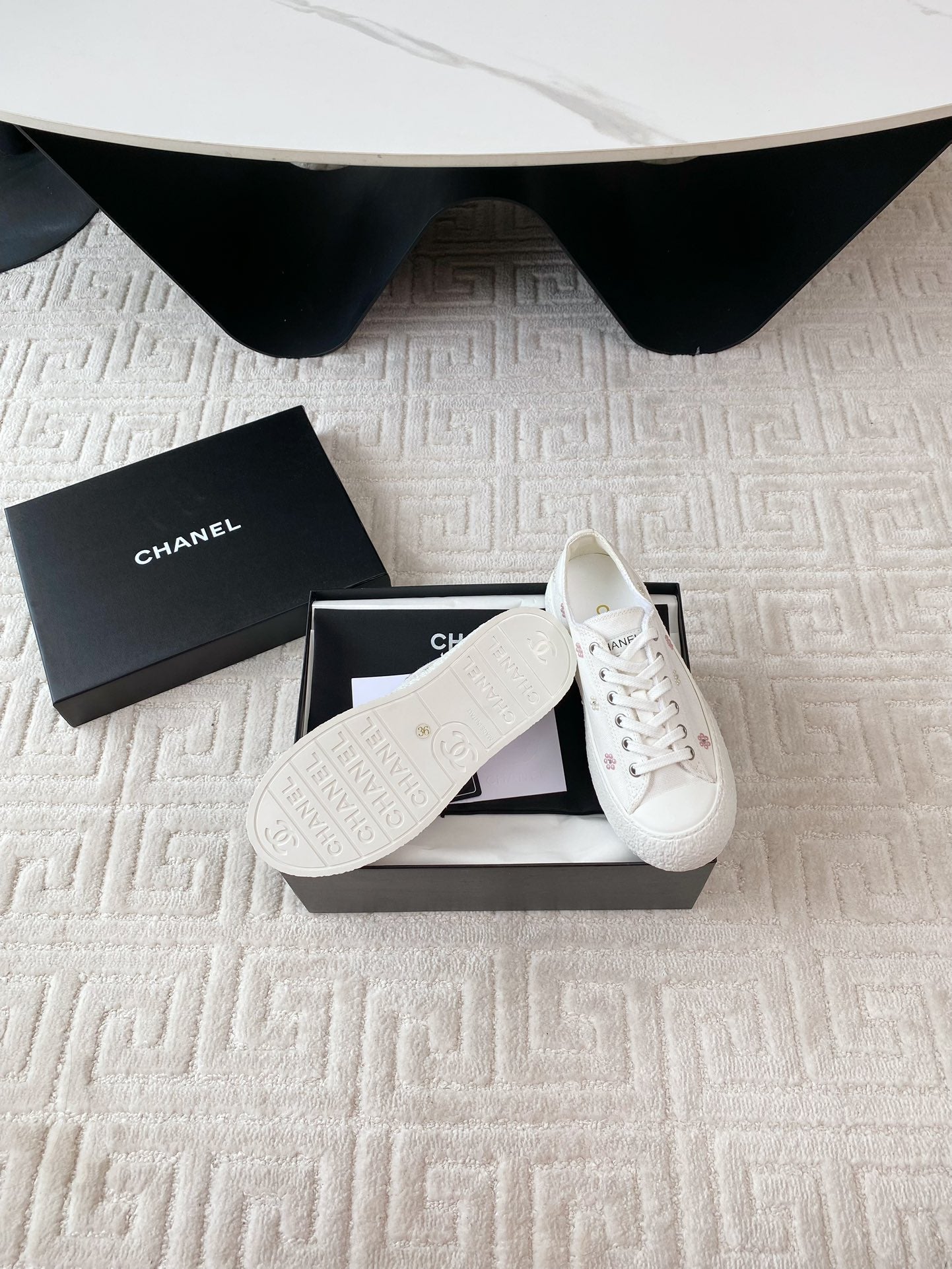 CC Low Sneaker 35mm White Textile Fabric And Lambskin