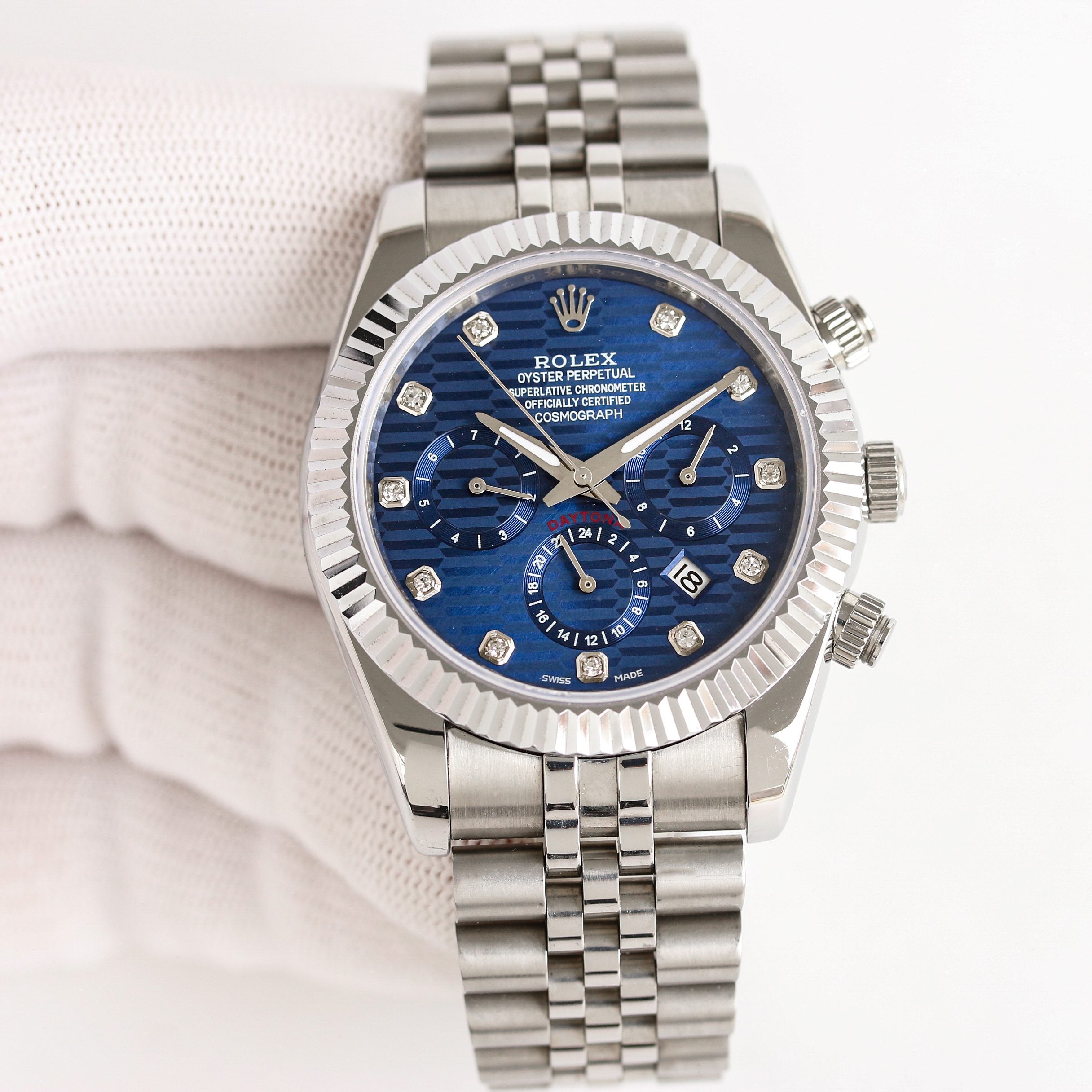 Rolex Daytona 41mm Silver Green Blue