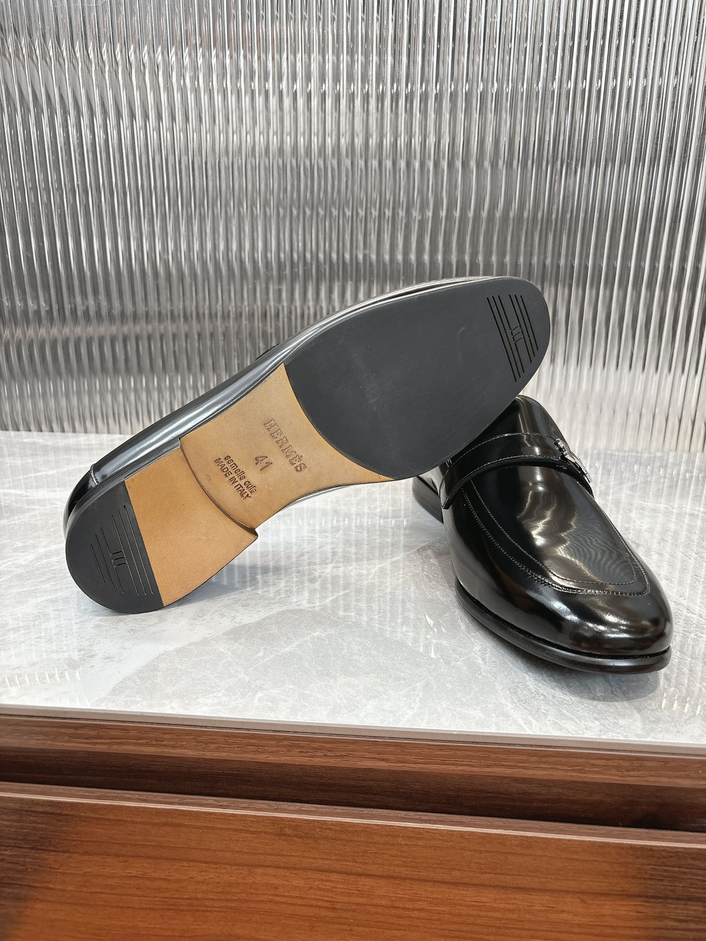 HM Men's Loafer Black Patent Leather 524036