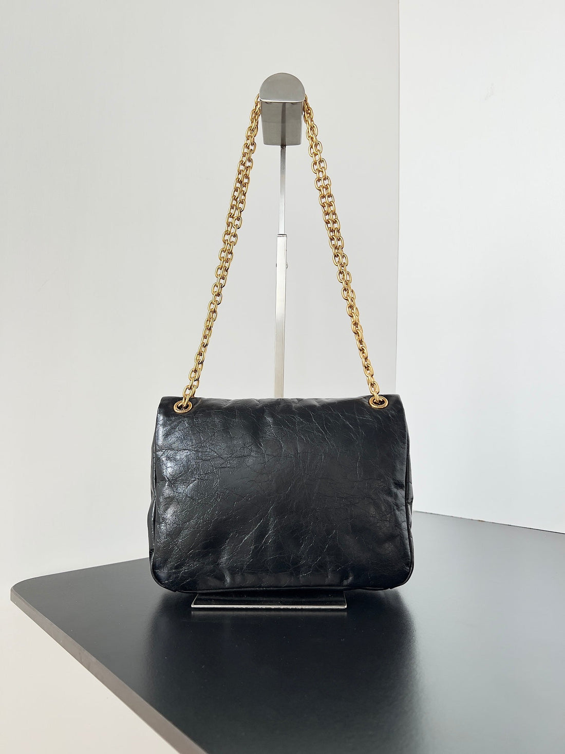 MONACO MINI BAG 25 IN BLACK ARENA CALFSKIN GOLD HARDWARE