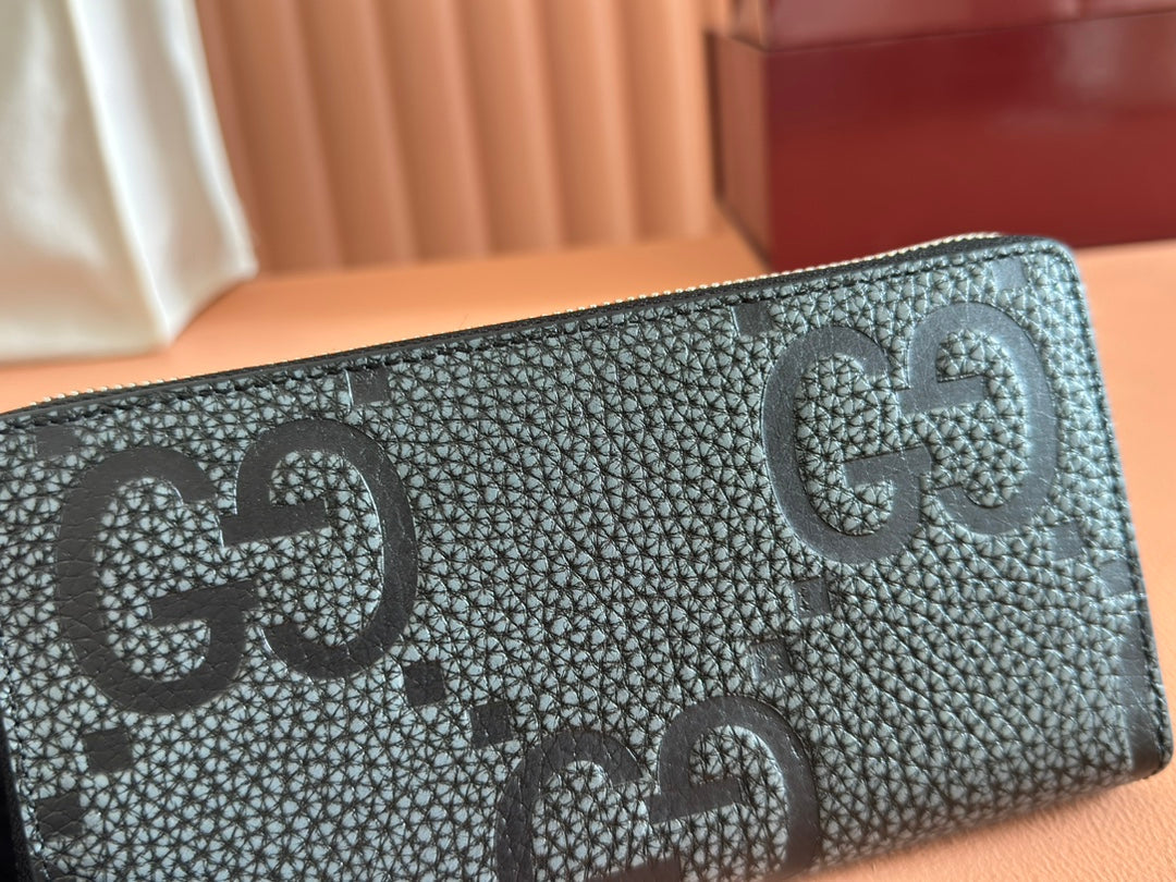 Gucci Long Wallet Grey mix Black Leather  248424