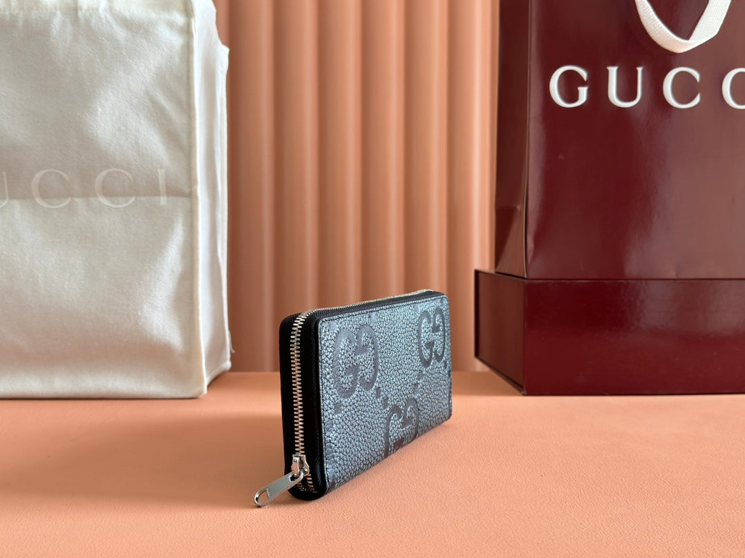 Gucci Long Wallet Grey mix Black Leather  248424