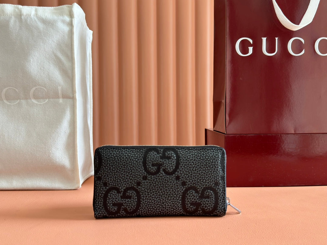 Gucci Long Wallet Grey mix Black Leather  248424
