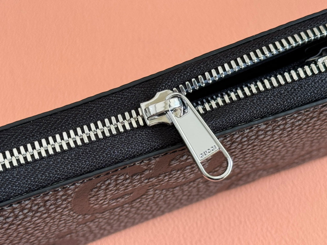Gucci Long Wallet Grey mix Black Leather  248424