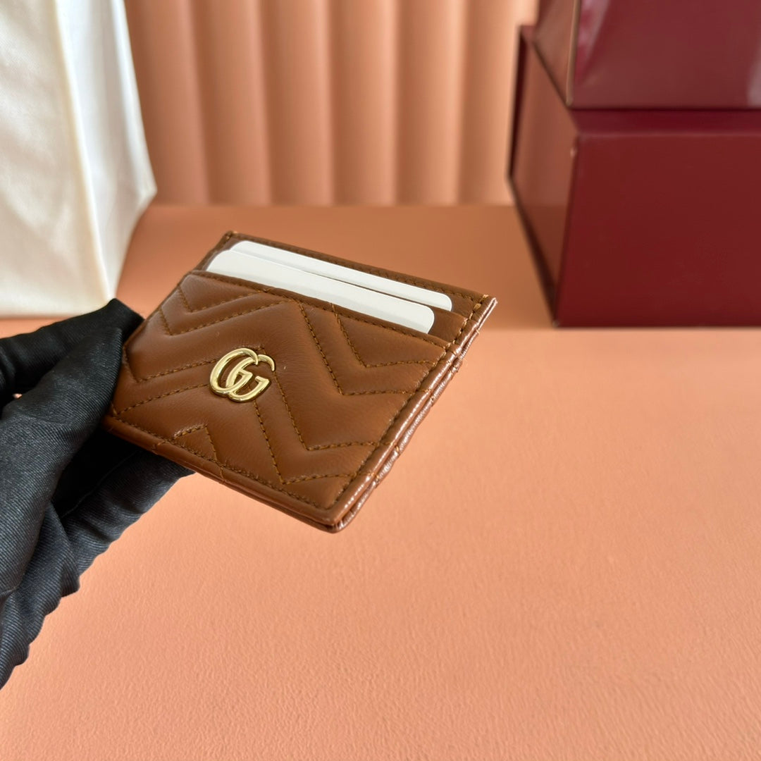 Gucci Marmont Card Wallet Brown  Calfskin 254957