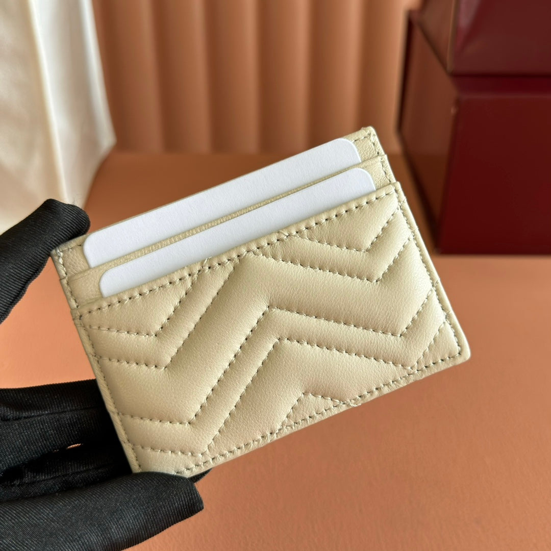 Gucci Marmont Card Wallet Light Beige Calfskin 254963