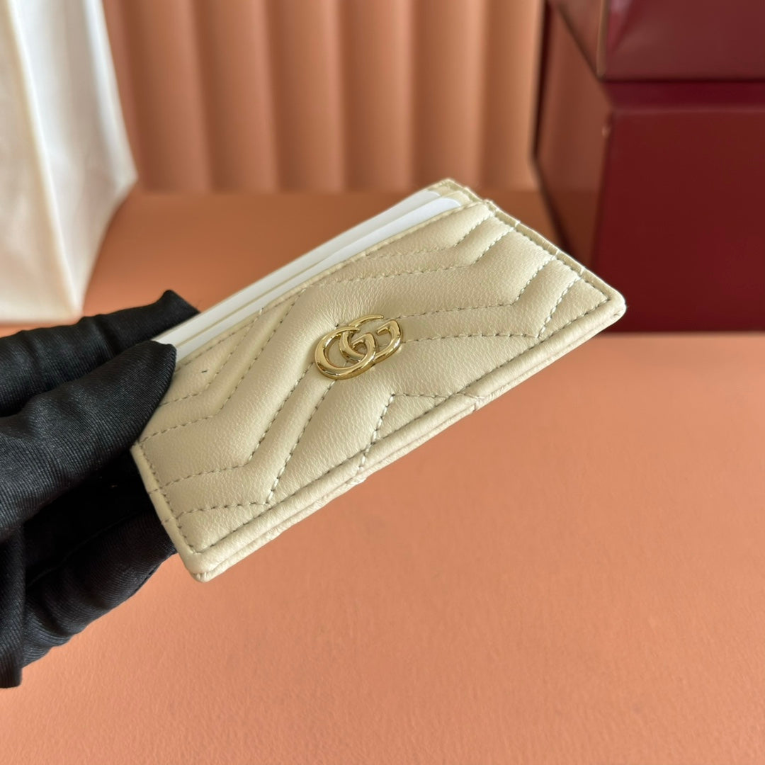 Gucci Marmont Card Wallet Light Beige Calfskin 254963