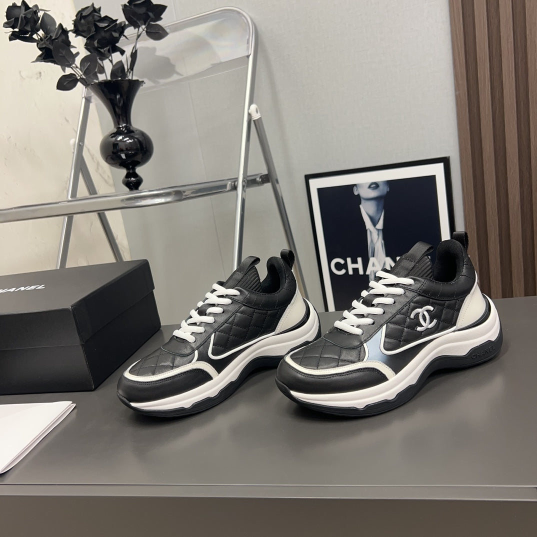 CC Sneaker Black Quilted Cowhide
