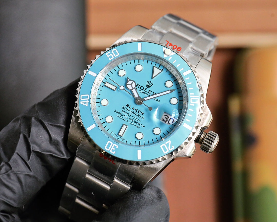 Rolex Blaken Submariner 40mm Silver Blue Stainless Steel