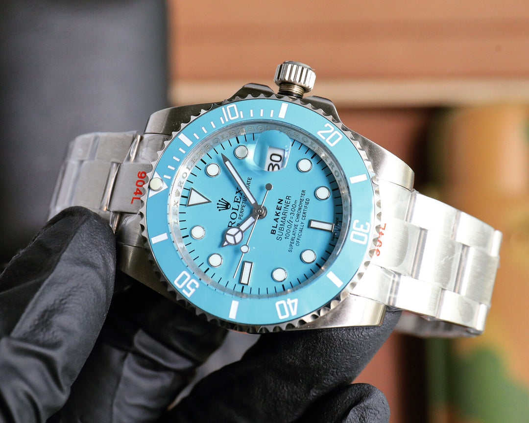 Rolex Blaken Submariner 40mm Silver Blue Stainless Steel