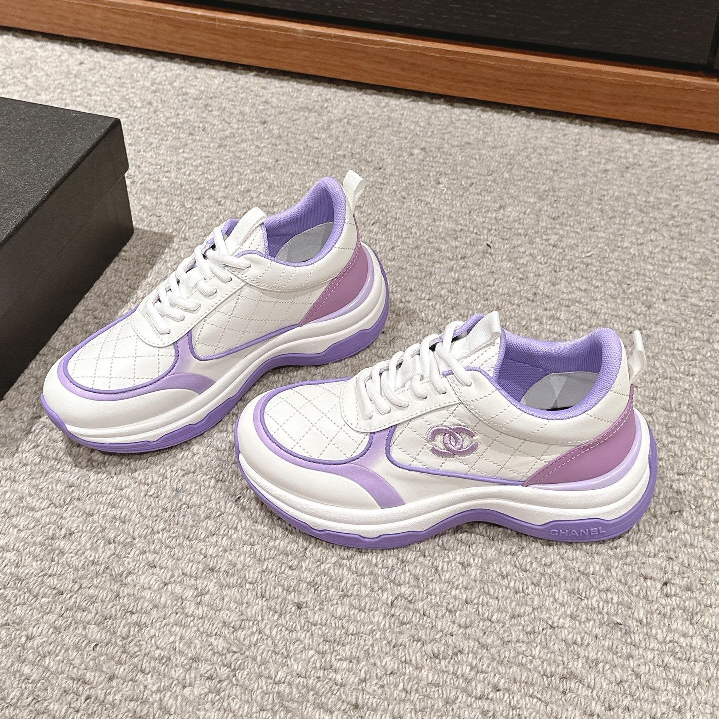 CC CLASSIC SNEAKER IN WHITE MIX IRIS PURPLE LAMBSKIN
