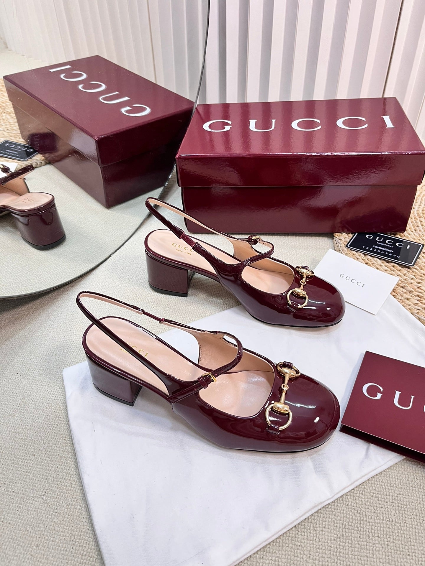 GC Horsebit Slingback 60mm Rosso Ancora red Patent Leather 294589