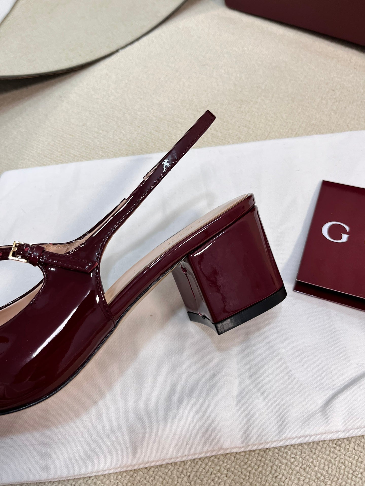 GC Horsebit Slingback 60mm Rosso Ancora red Patent Leather 294589
