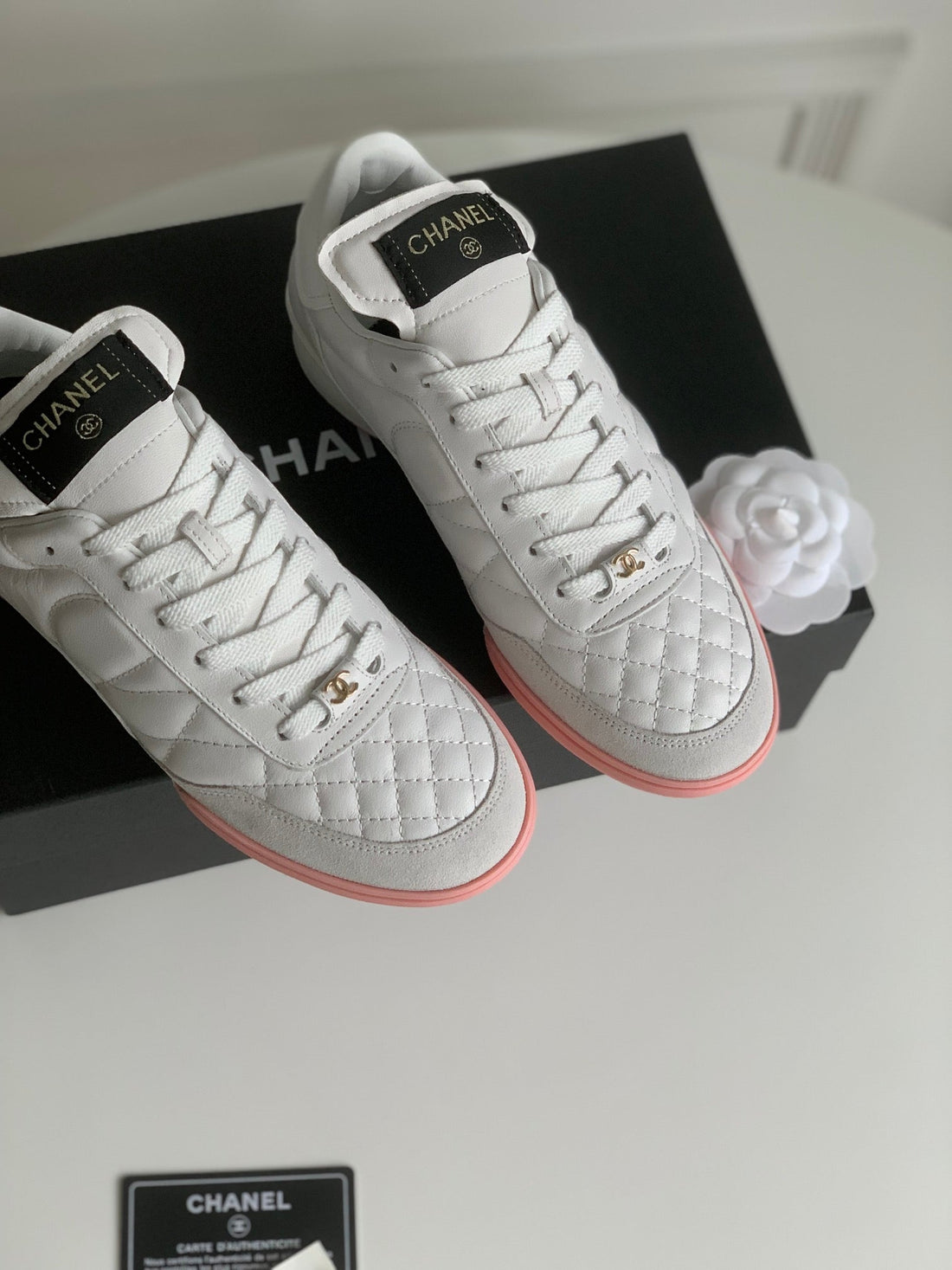 CC Sneaker In White Lambskin Quilted 143550