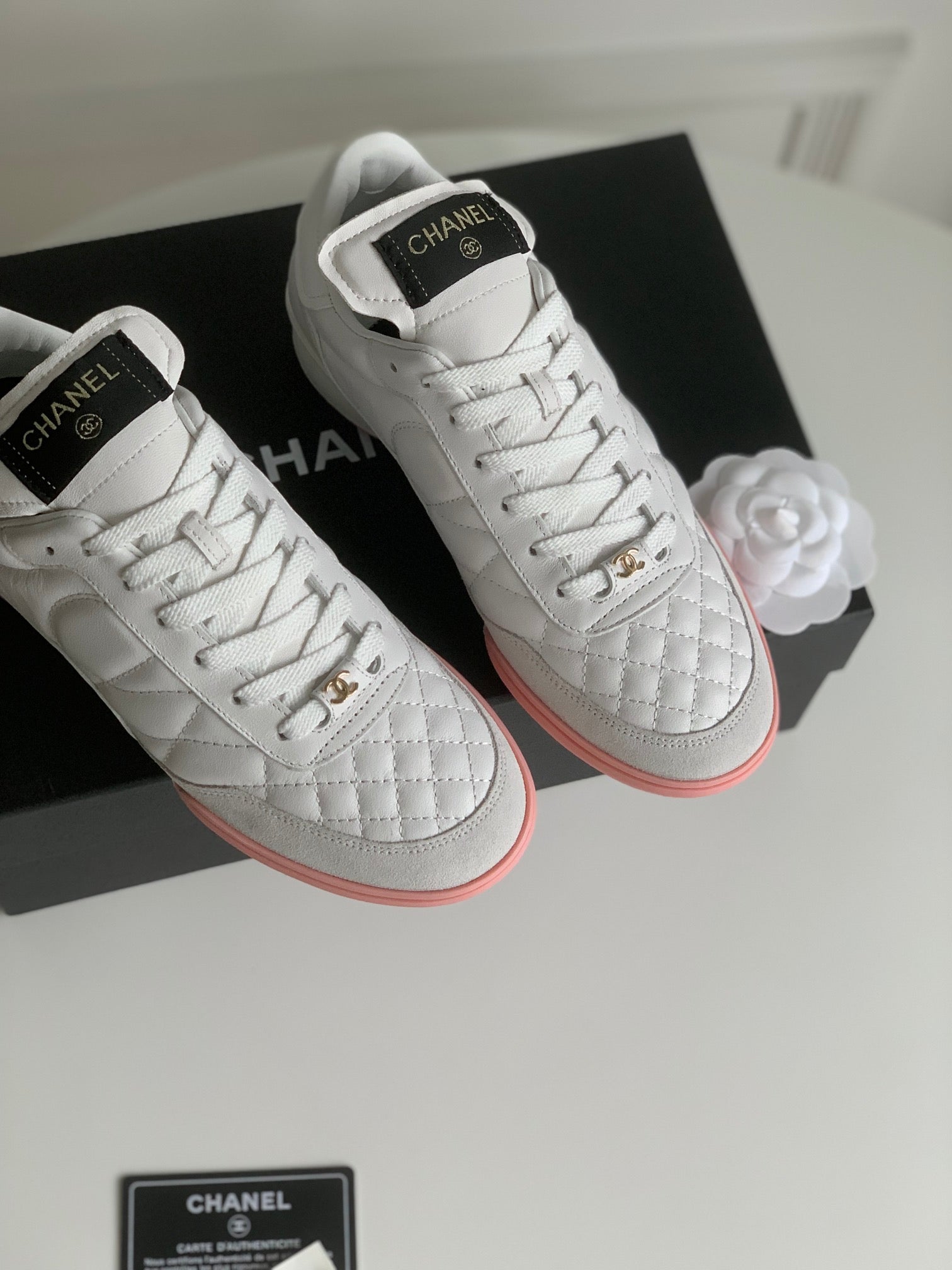 CC Sneaker In White Lambskin Quilted 143550