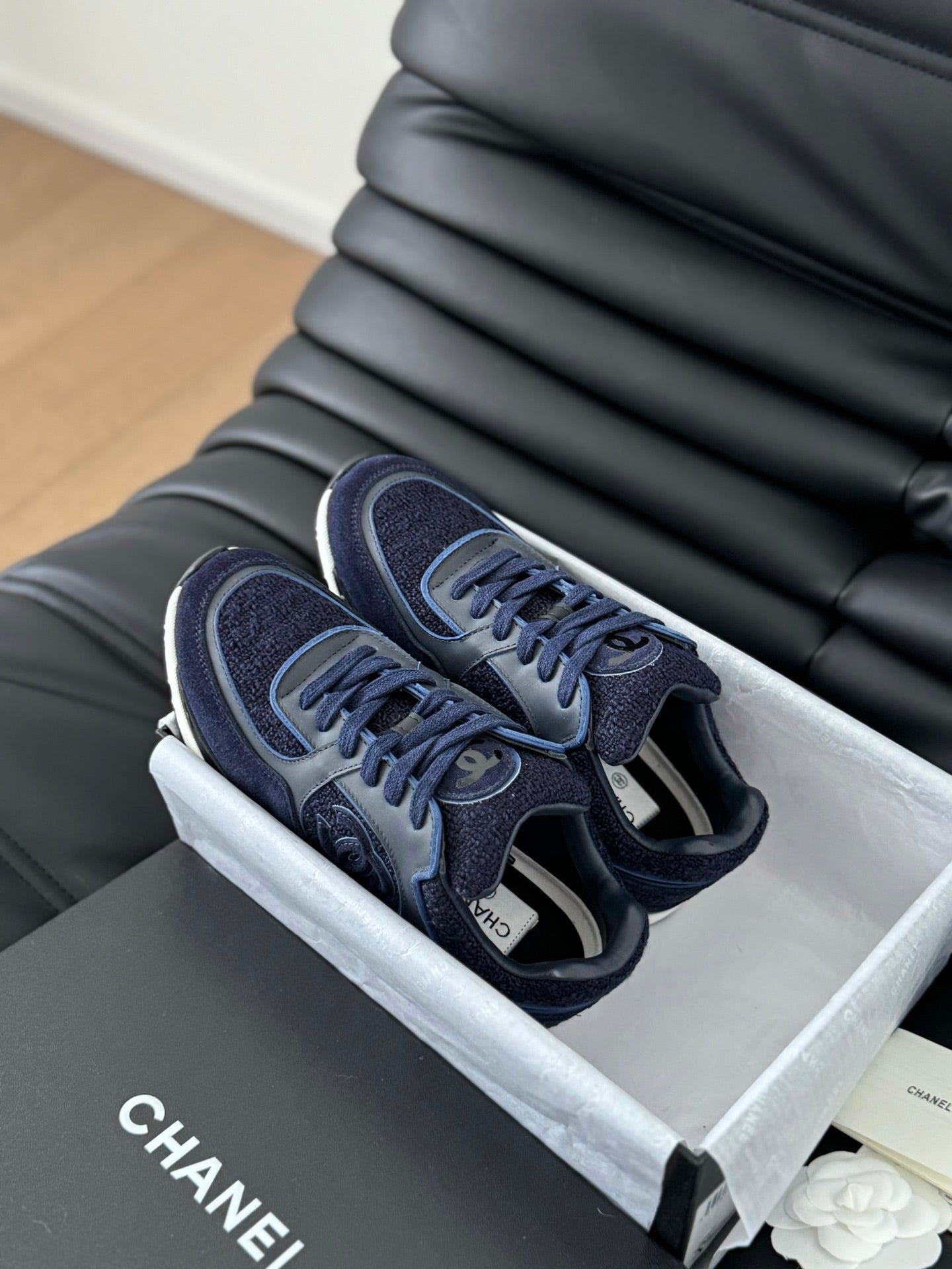 cc sneaker dark blue tweed suede