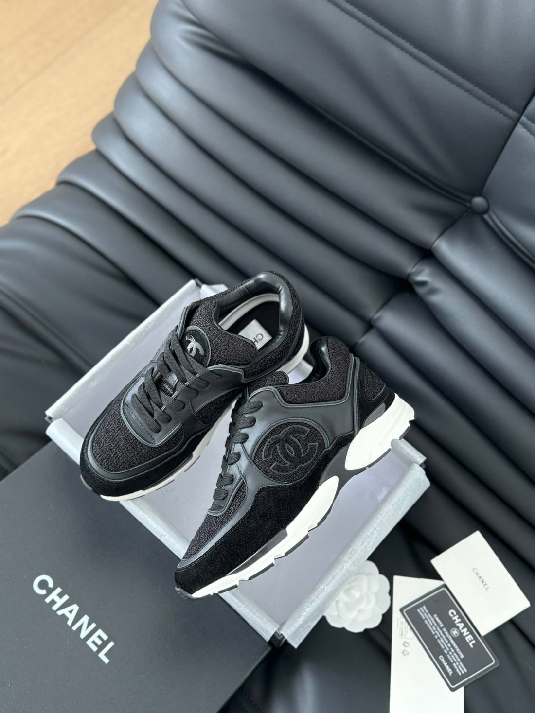 cc sneaker black tweed suede