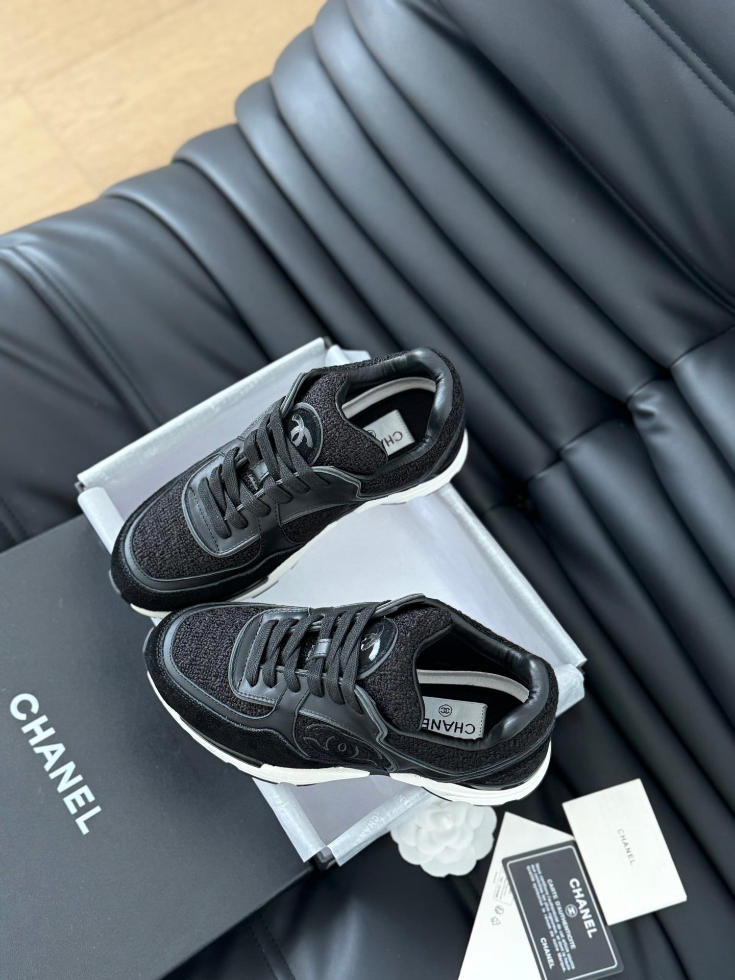 cc sneaker black tweed suede