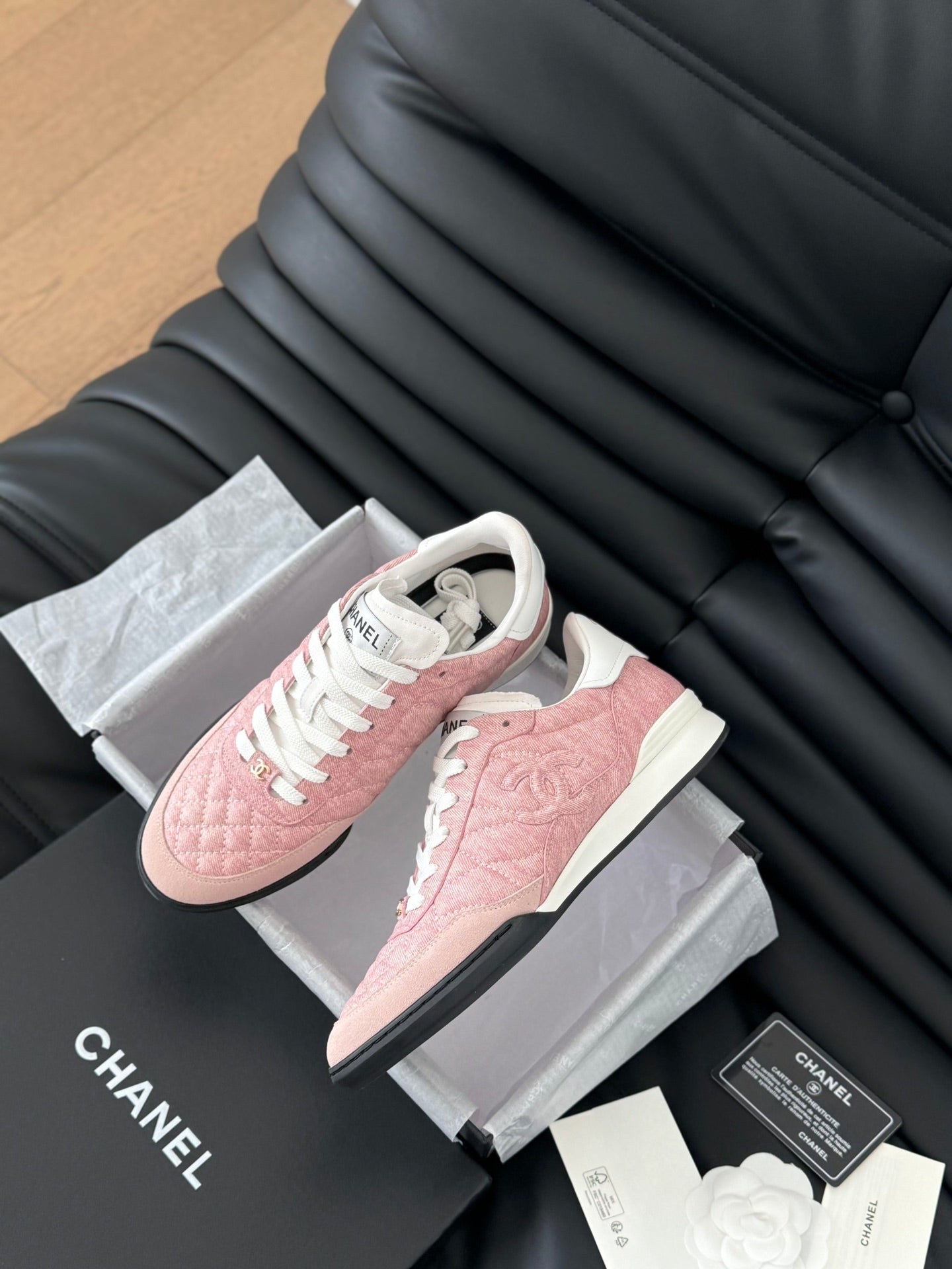 CC SNEAKER IN LIGHT PINK MIX WHITE EMBROIDERED LAMBSKIN