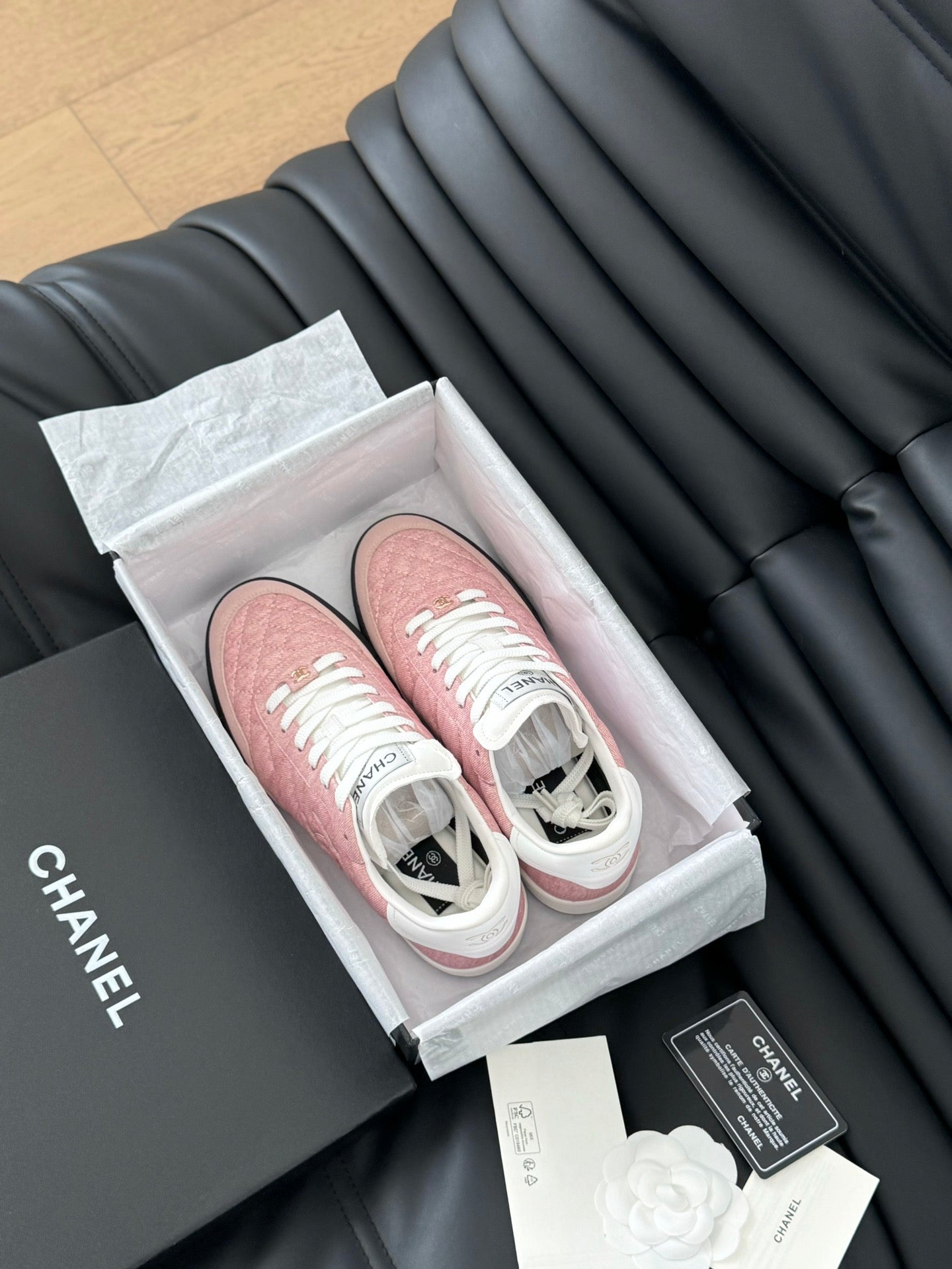 CC SNEAKER IN LIGHT PINK MIX WHITE EMBROIDERED LAMBSKIN