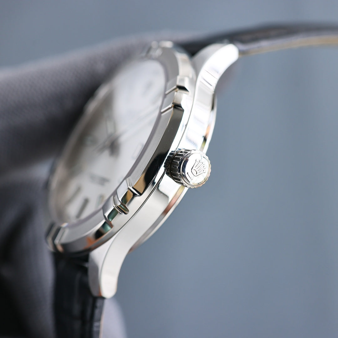 Rolex 25 Datejust 40mm Black White Calfskin Belt