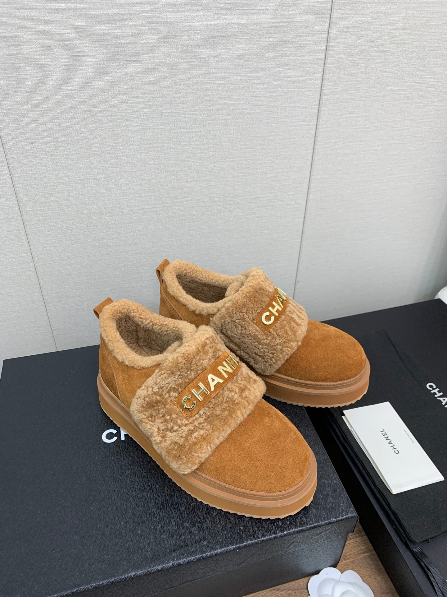 CC Ankle Boots Brown Yellow Suede Wool