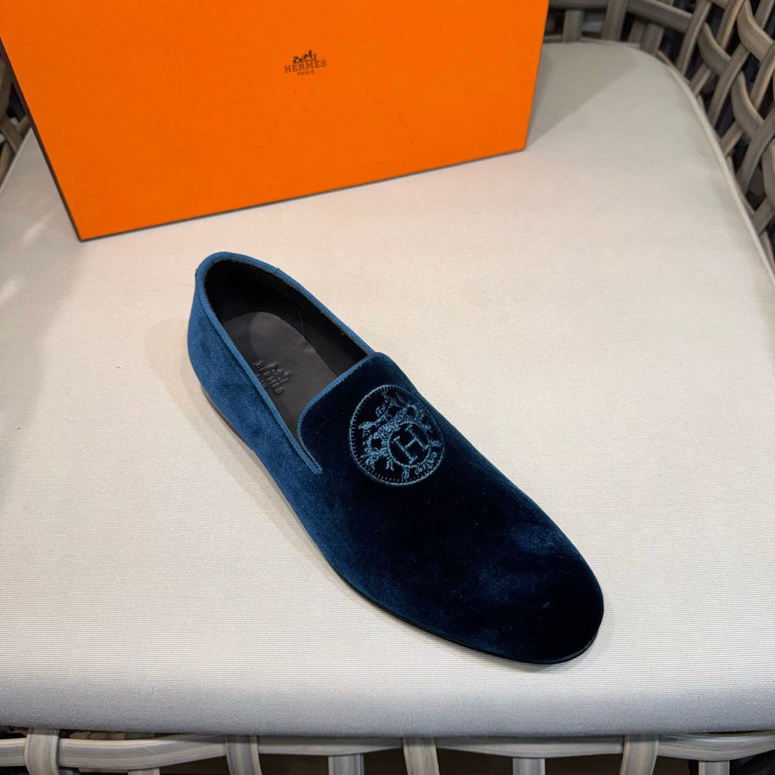 HM Men's Kateo Loafers Navy Blue Velvet 675410