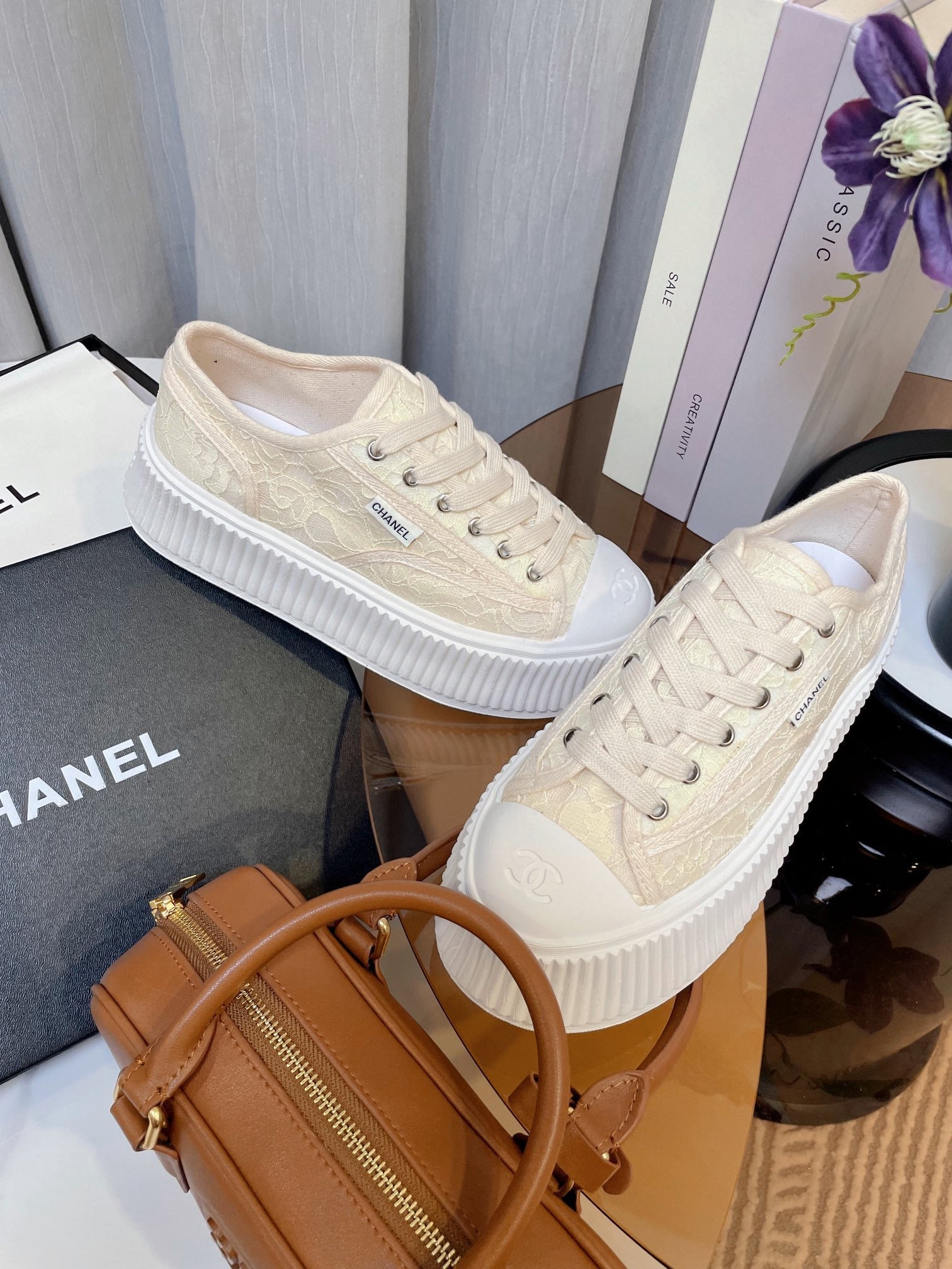 cc sneaker 40 beige lace