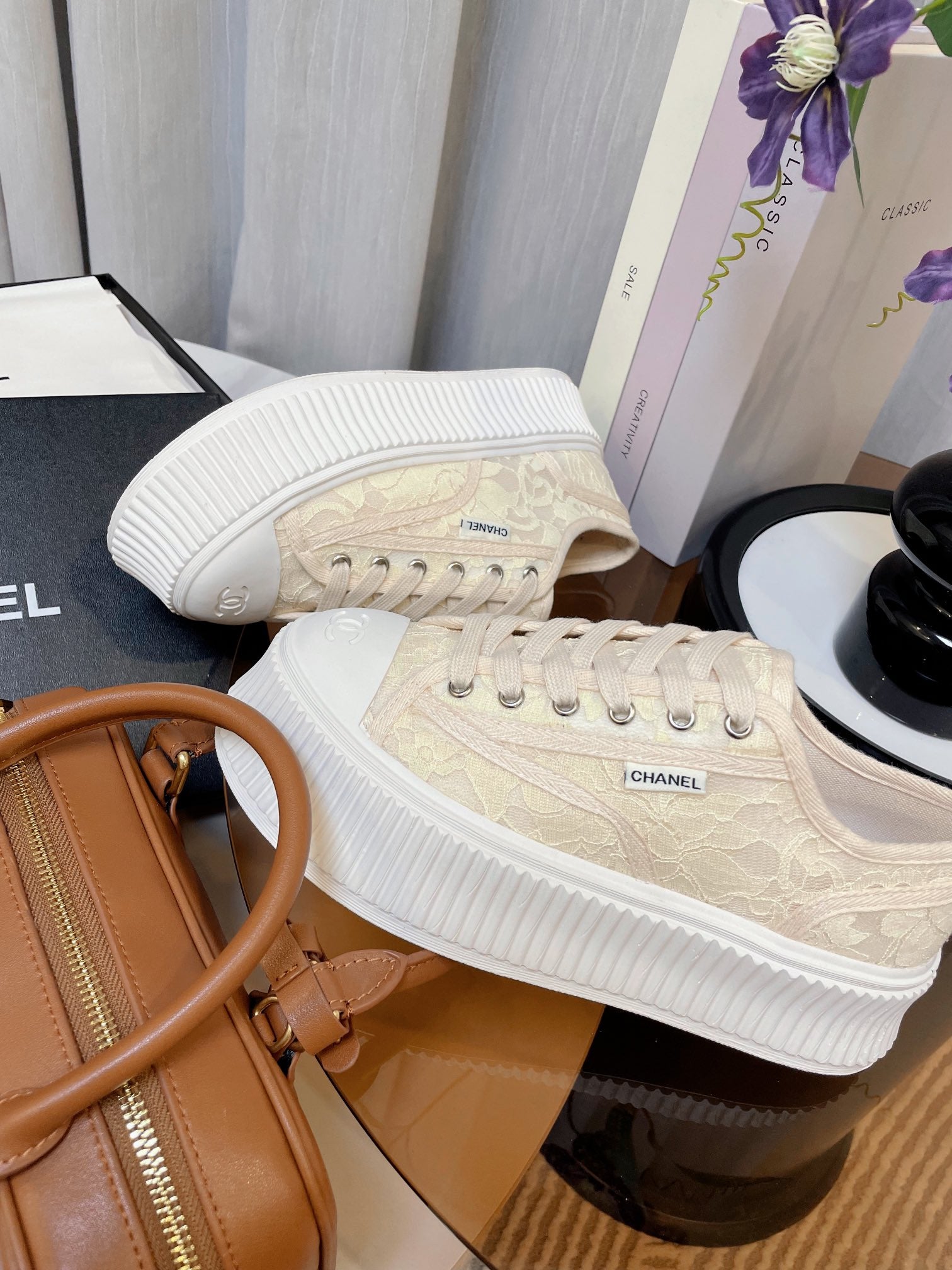 cc sneaker 40 beige lace