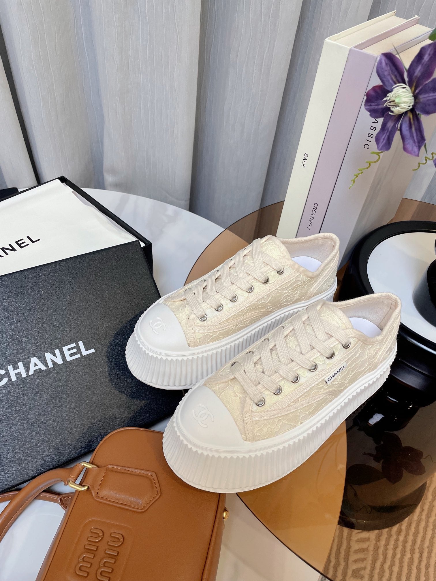 cc sneaker 40 beige lace