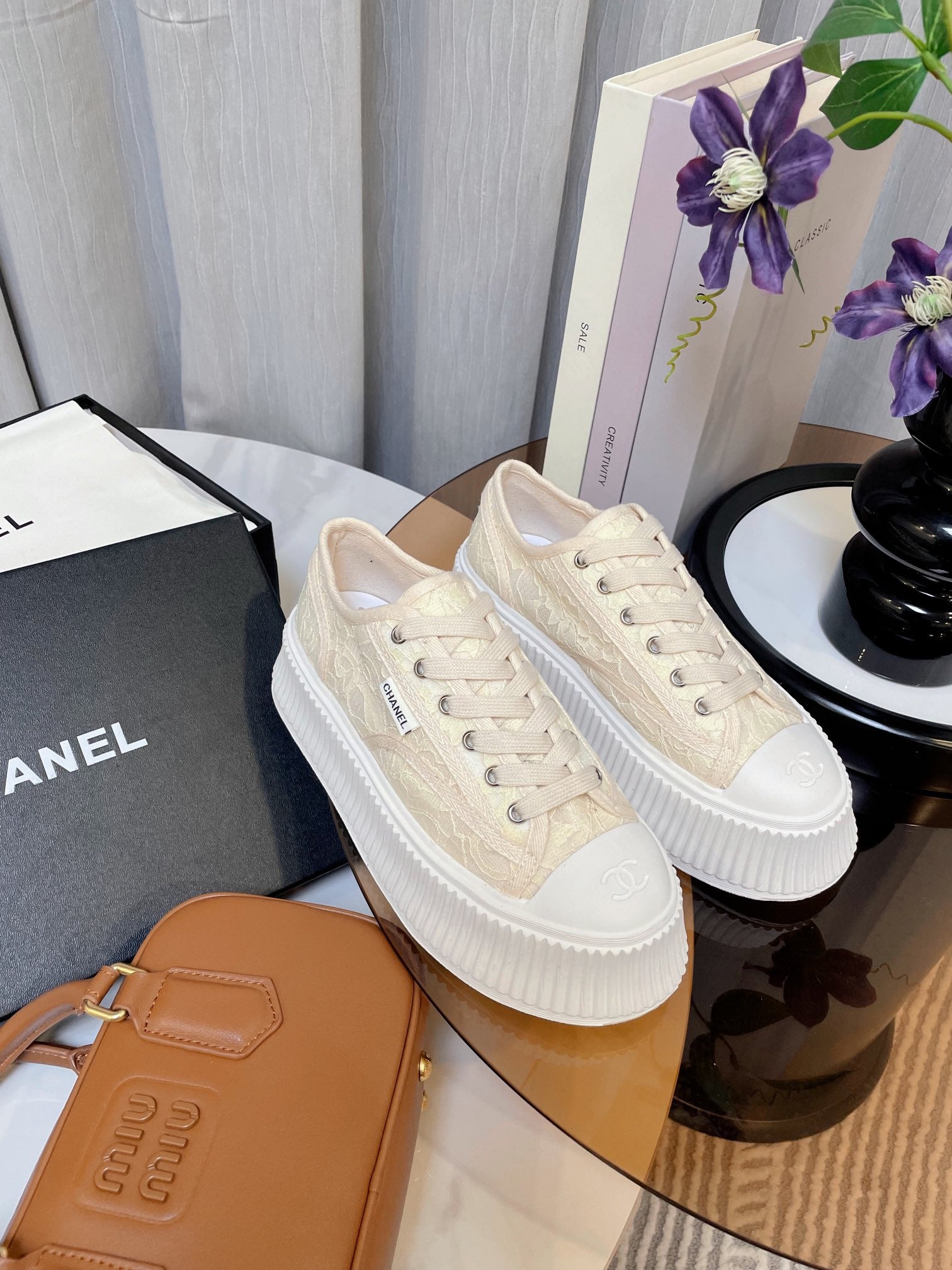 cc sneaker 40 beige lace
