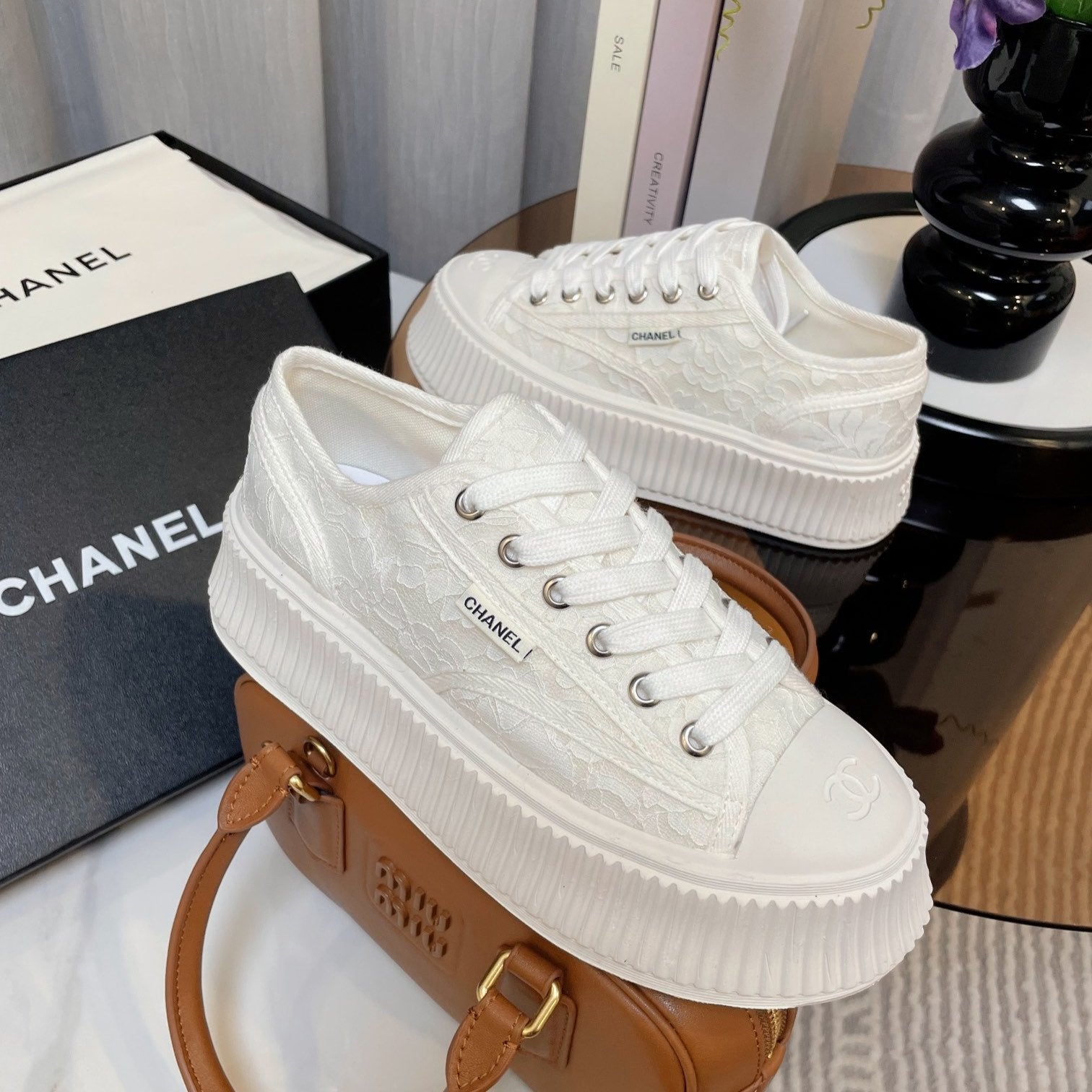 cc sneaker 40 white lace