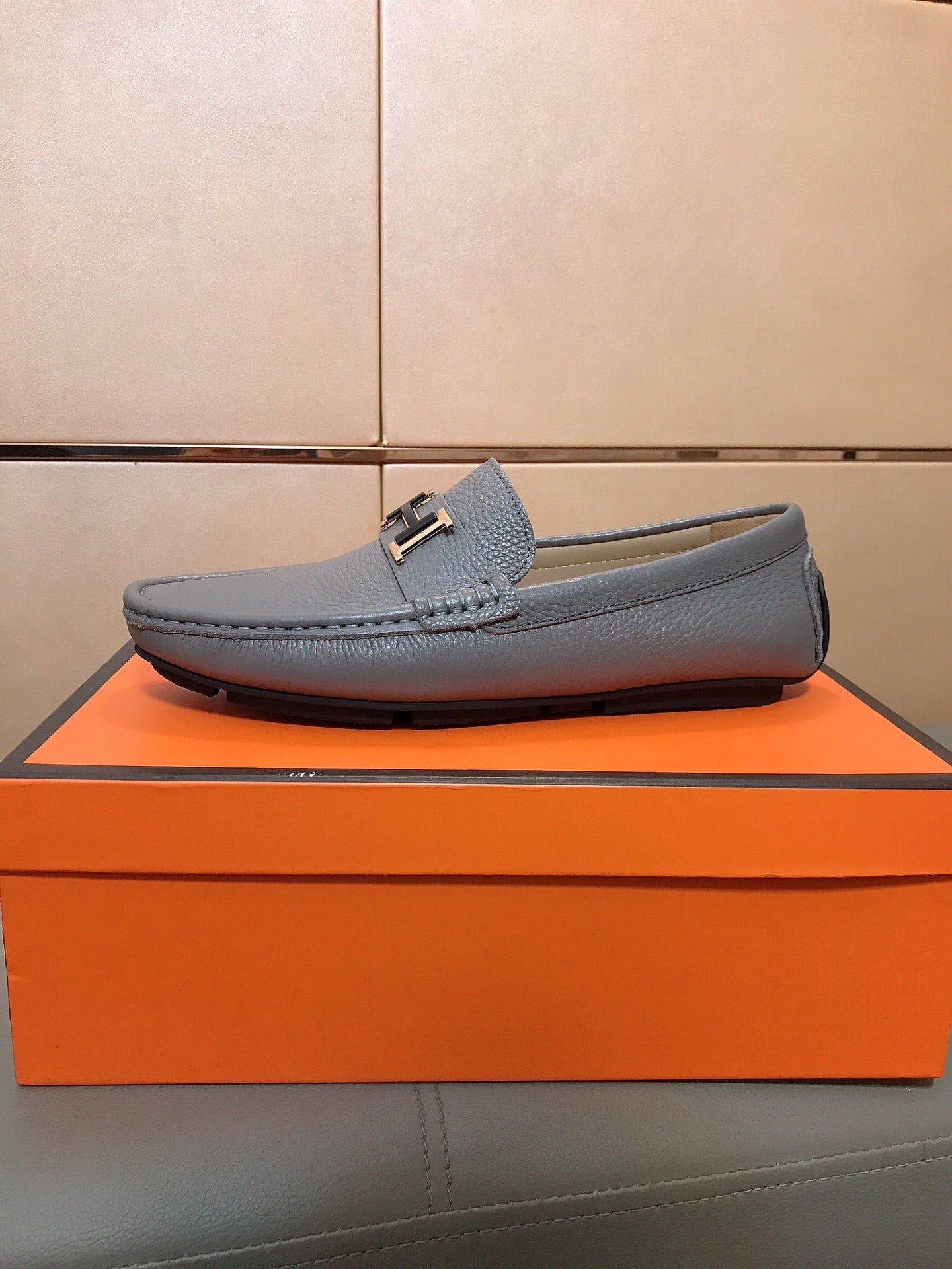 HM Men's Loafer Grey Cowhide 523199