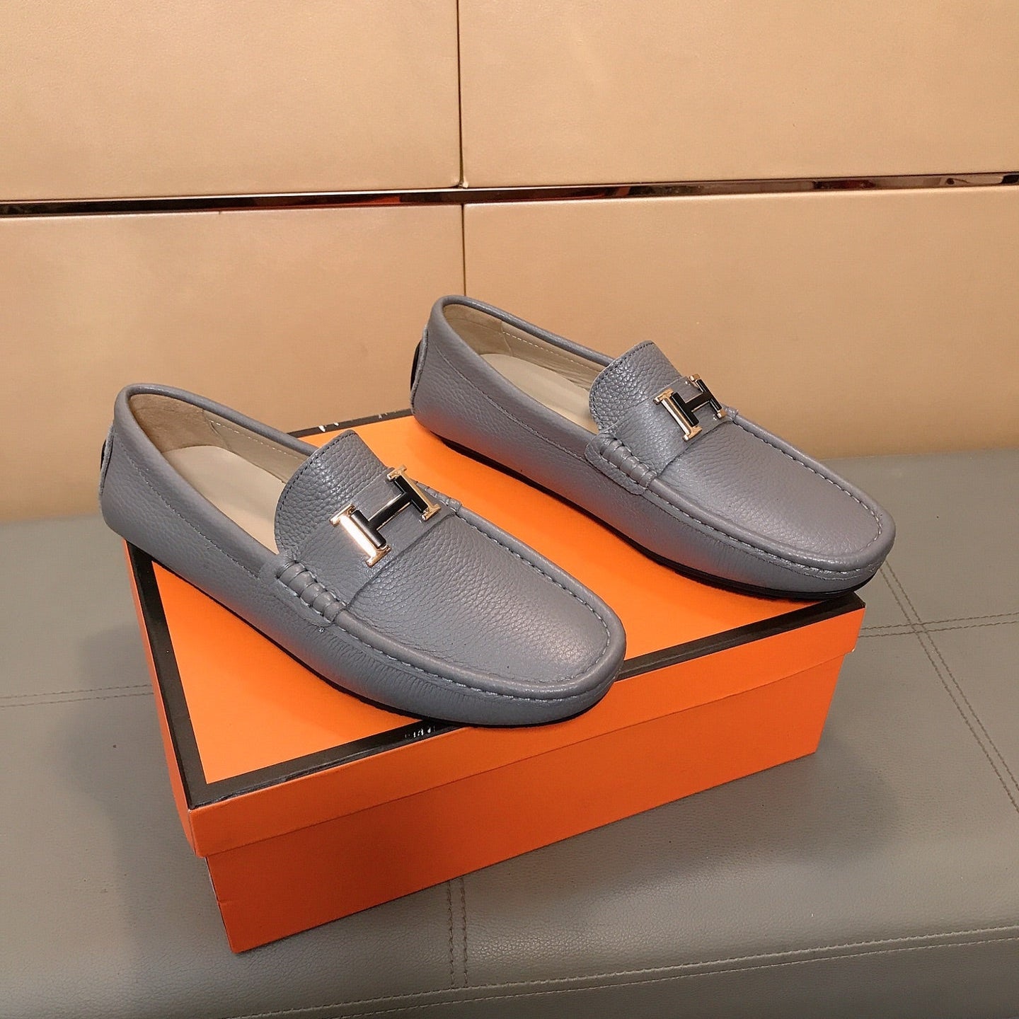 HM Men's Loafer Grey Cowhide 523199