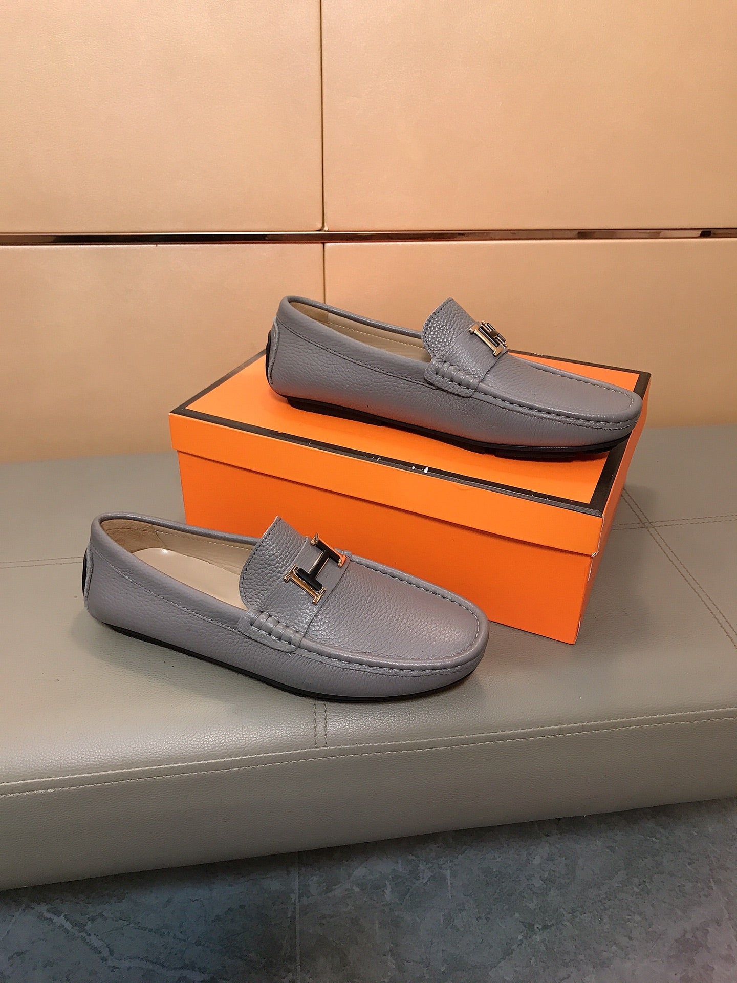 HM Men's Loafer Grey Cowhide 523199