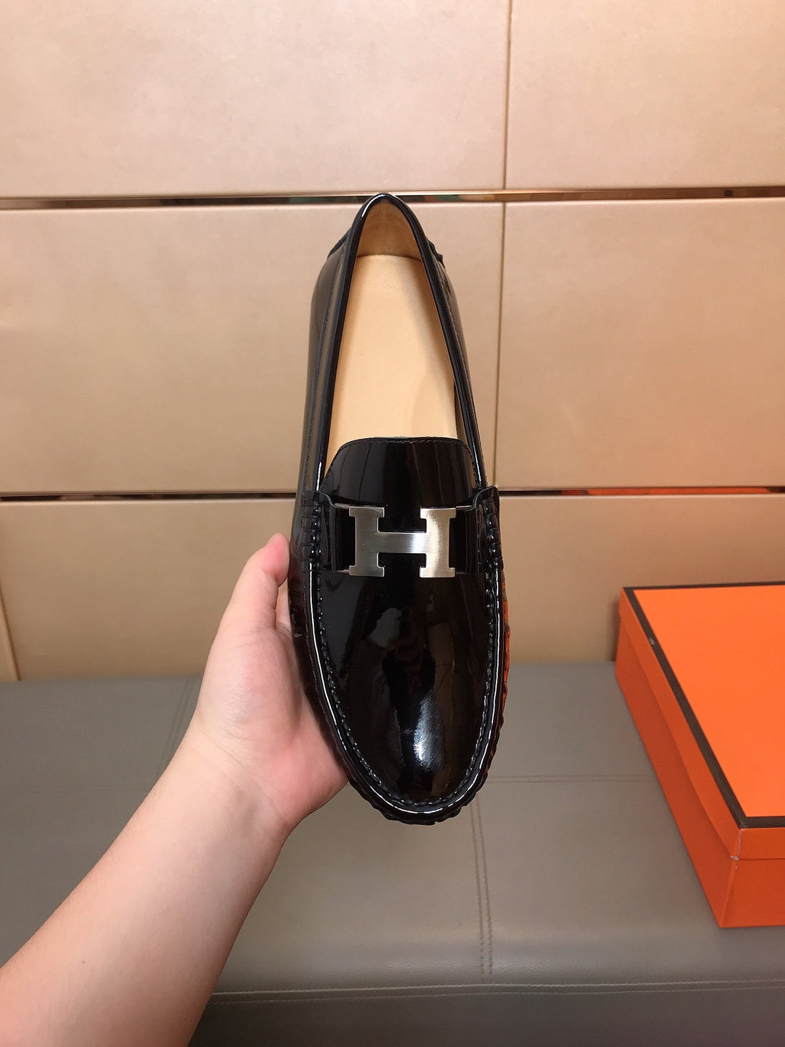 HM Men's Loafer Black Patent Leather 523209