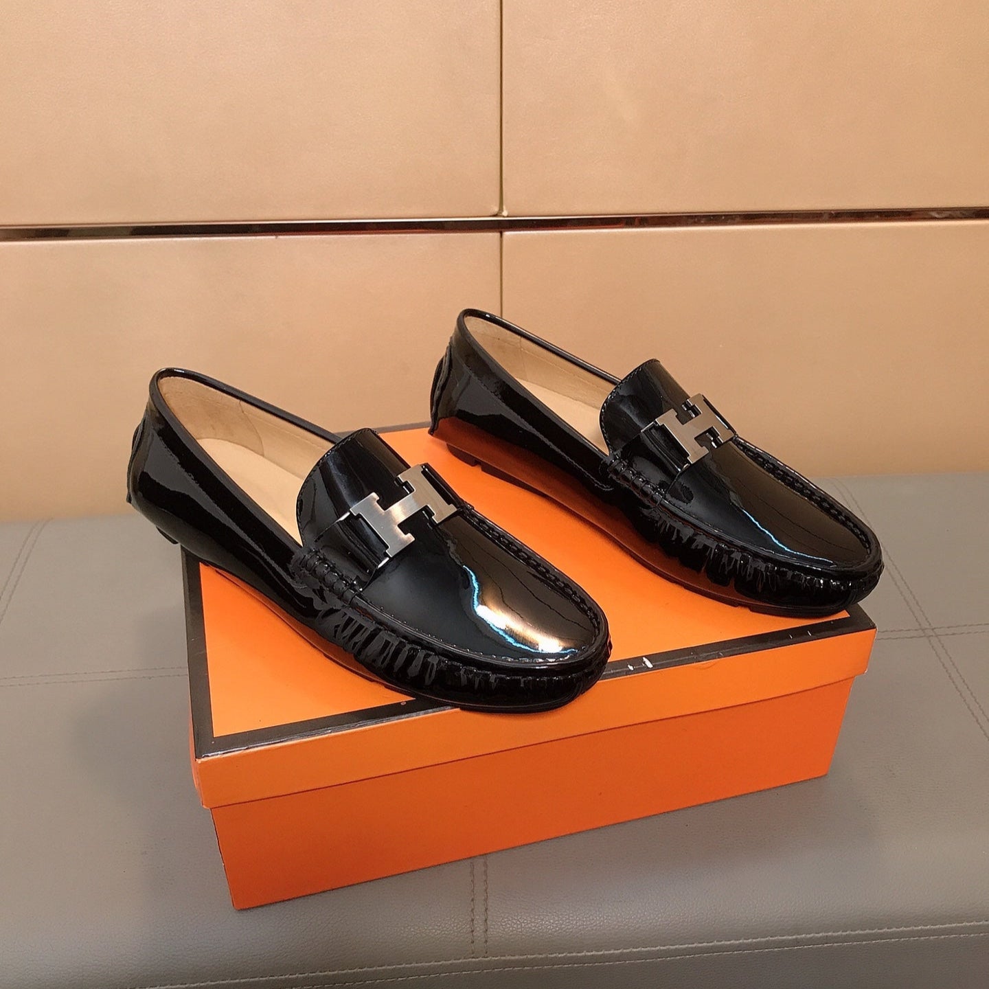 HM Men's Loafer Black Patent Leather 523209