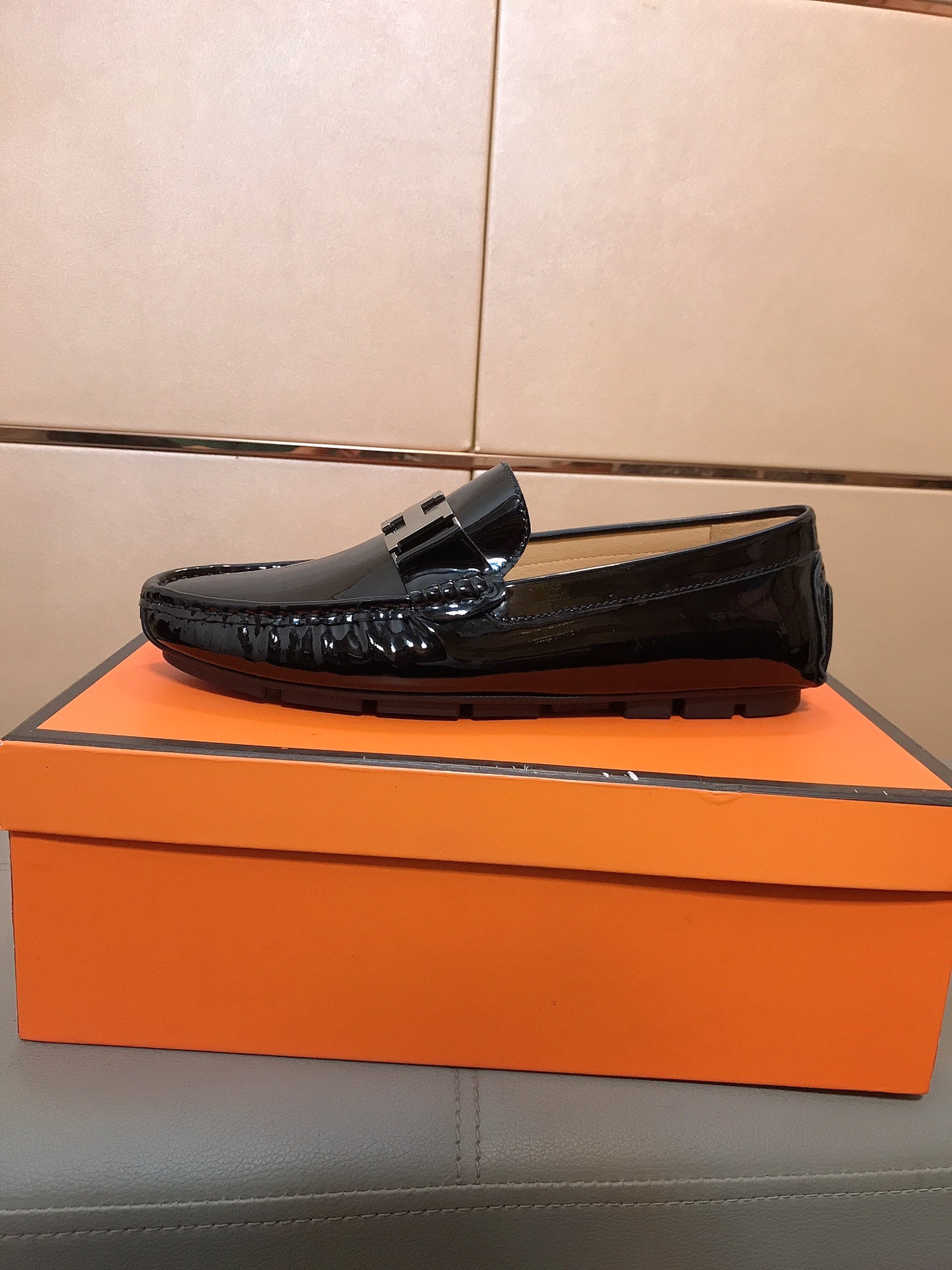 HM Men's Loafer Black Patent Leather 523209