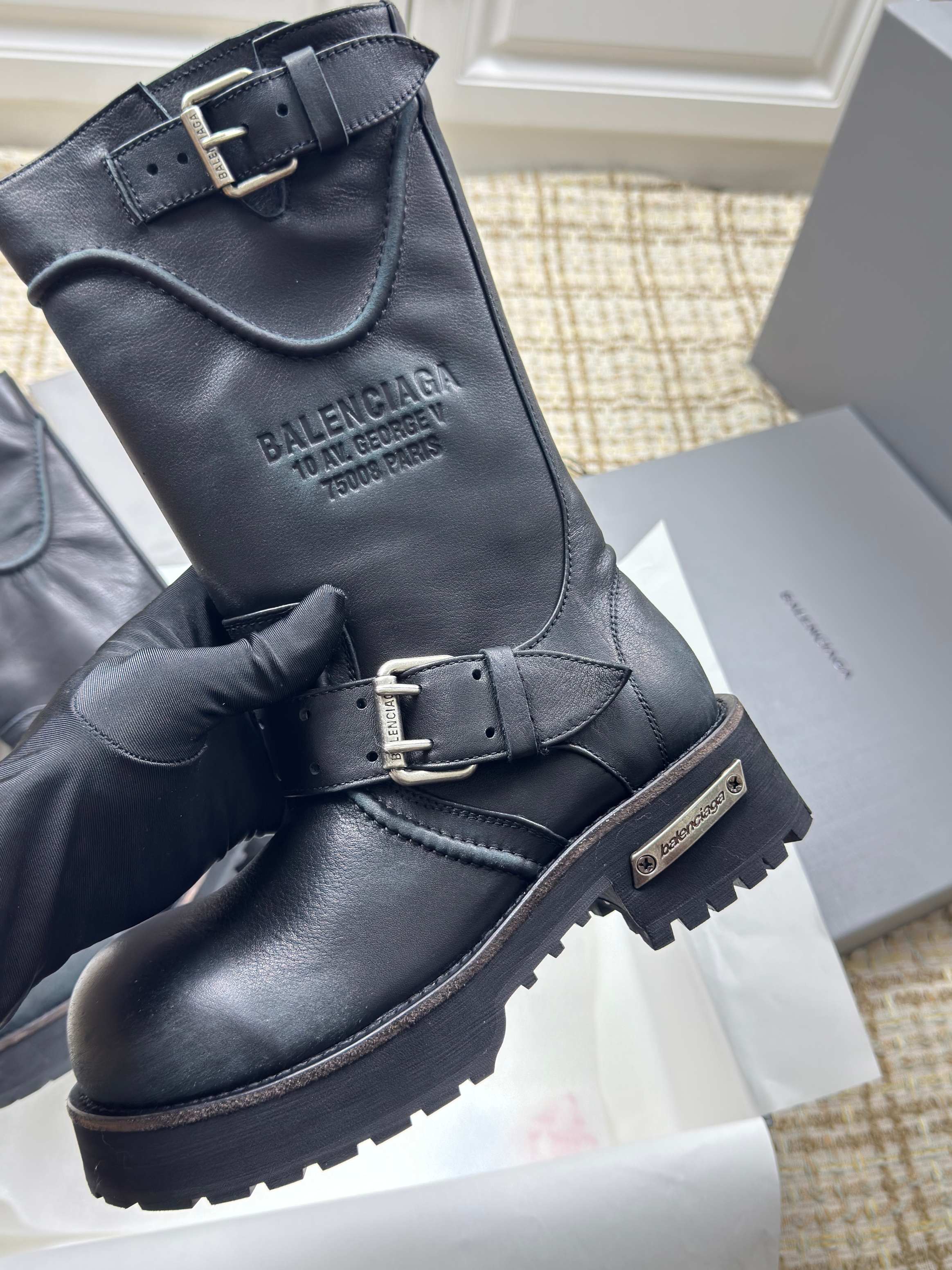 Balenciaga 25s Venom mid-calf boots black cowhide 467454