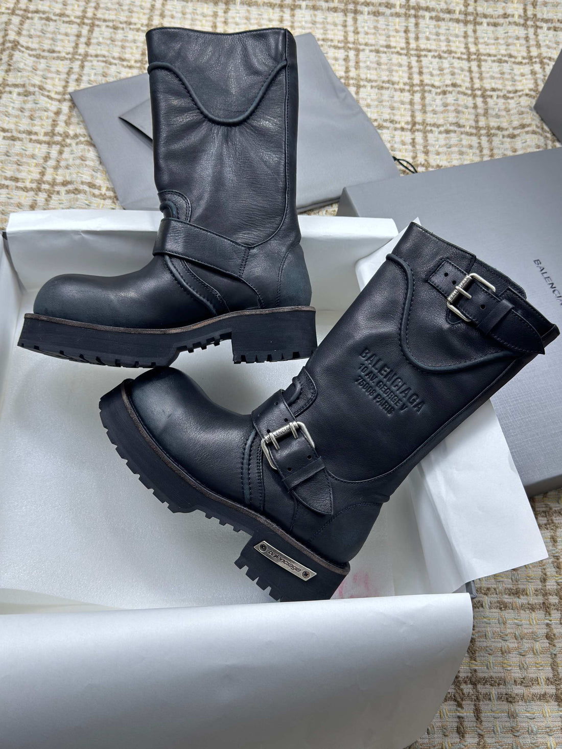 Balenciaga 25s Venom mid-calf boots black cowhide 467454