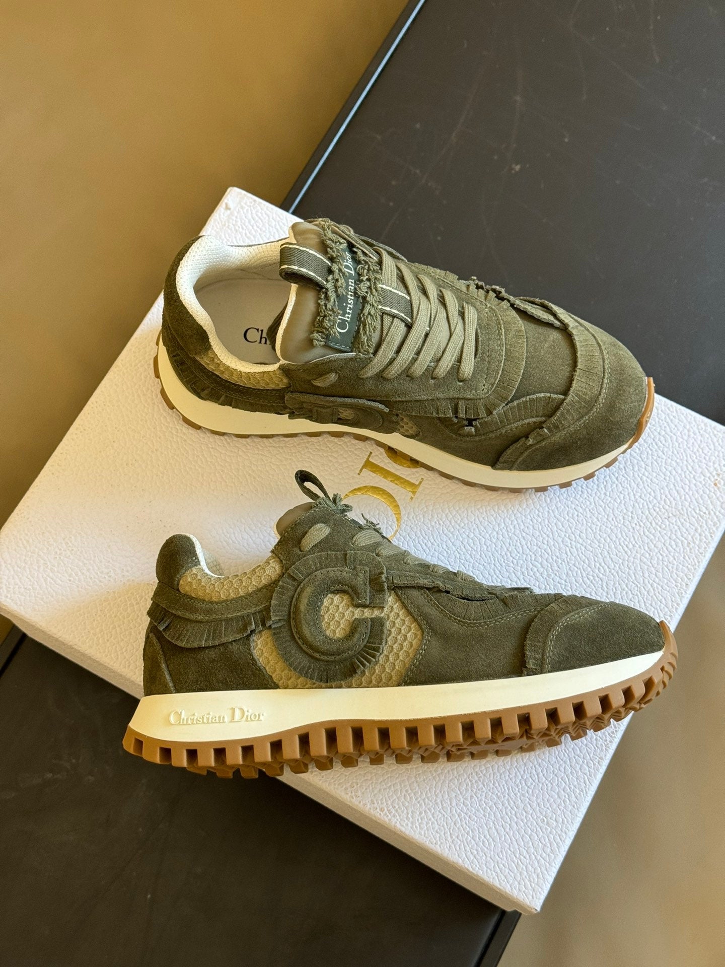 Cest CD Sneaker Dark Green Suede Calfskin and Mesh