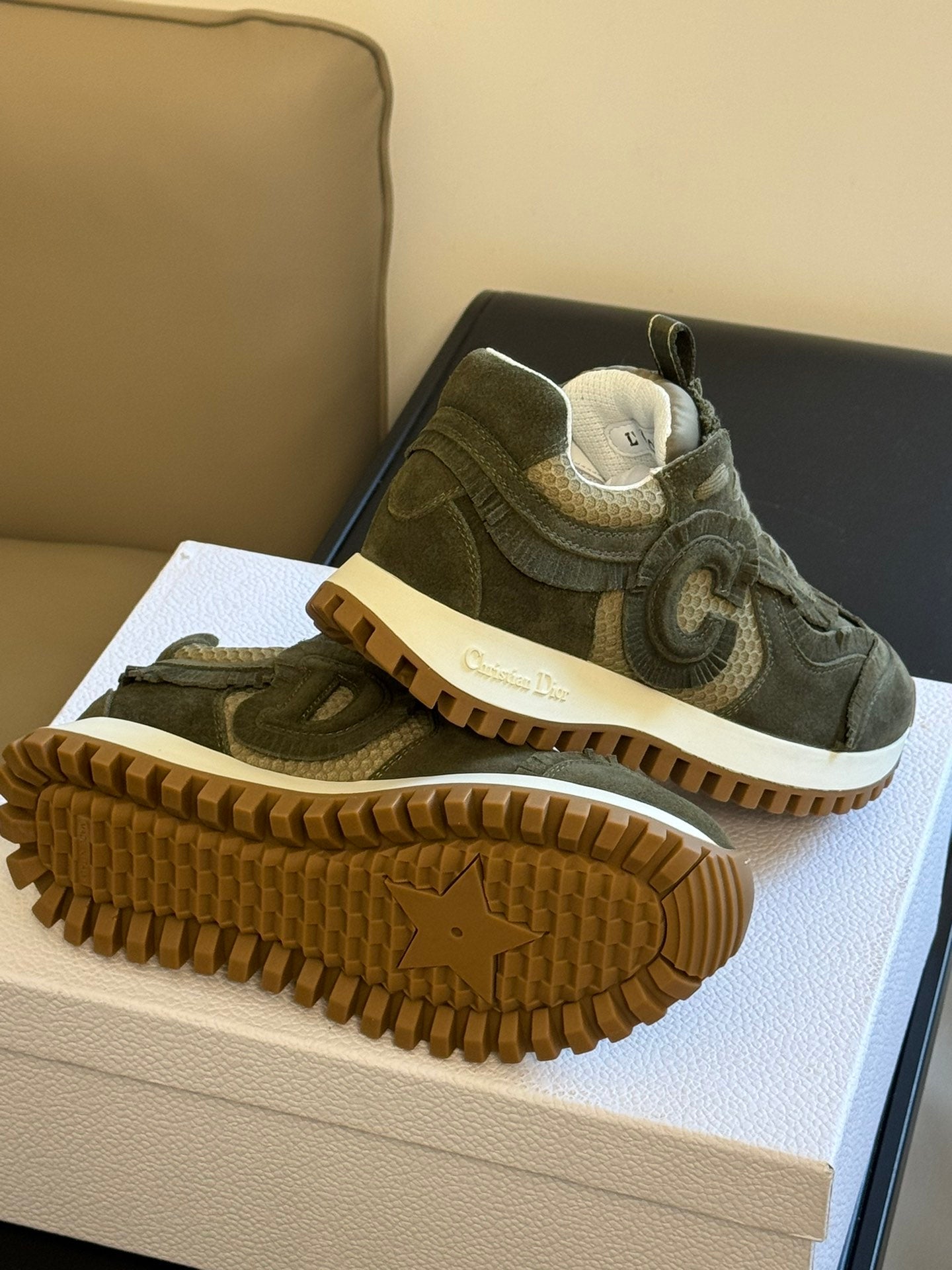 Cest CD Sneaker Dark Green Suede Calfskin and Mesh