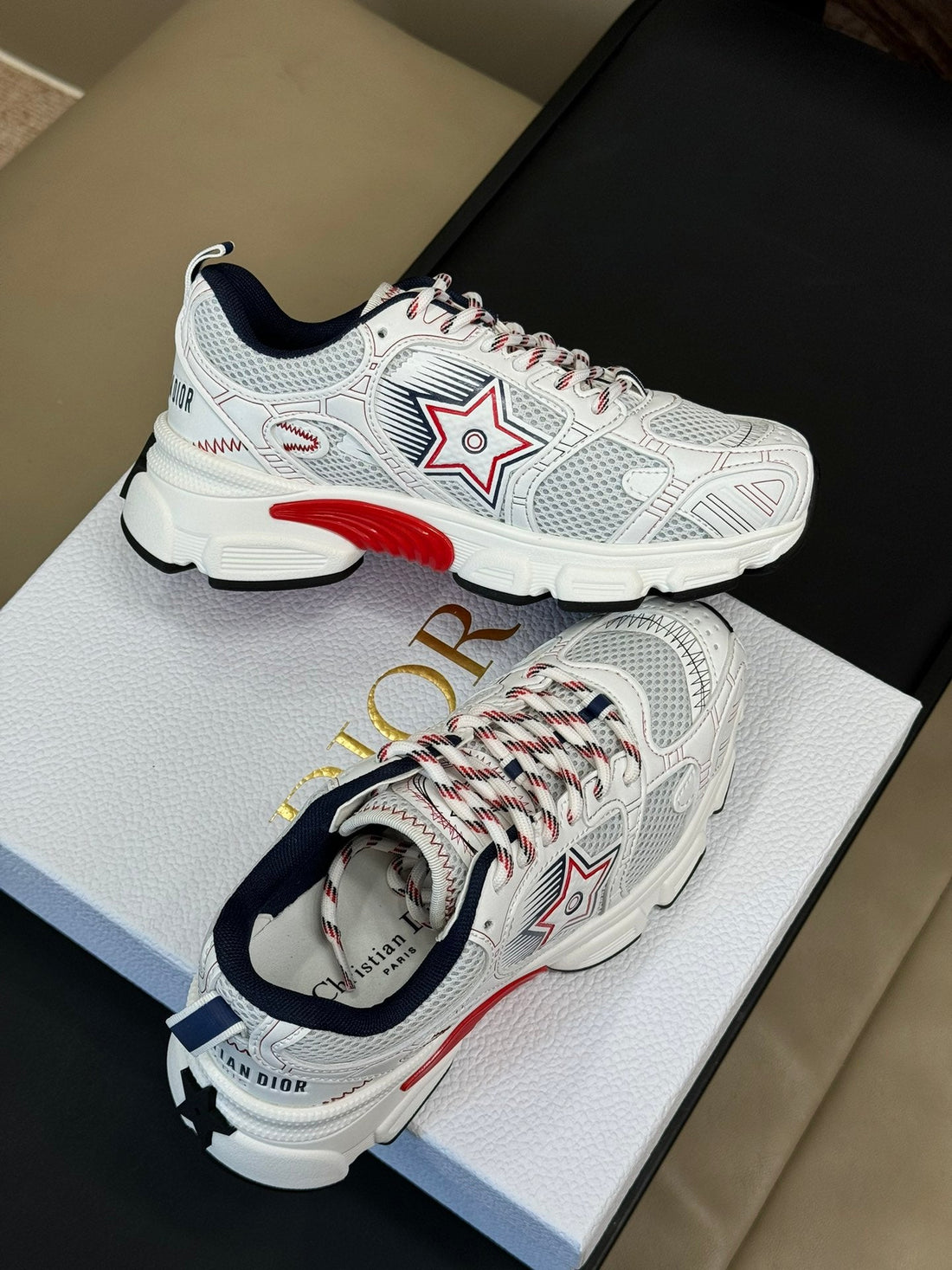 CD Chrono Sneaker White Mix Red Mesh Fabric 992629