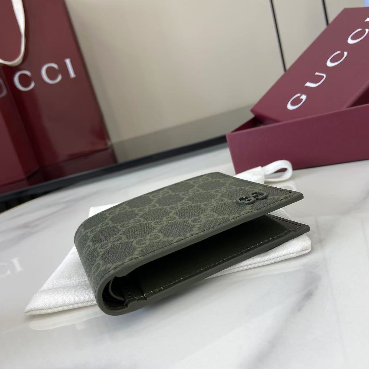 Gucci 25 GG Monogram Bifold Wallet Forest Green Leather 288792