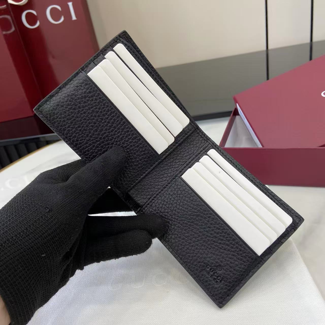 Gucci 25 Wallet 11cm Black Grained Cowhide 290506